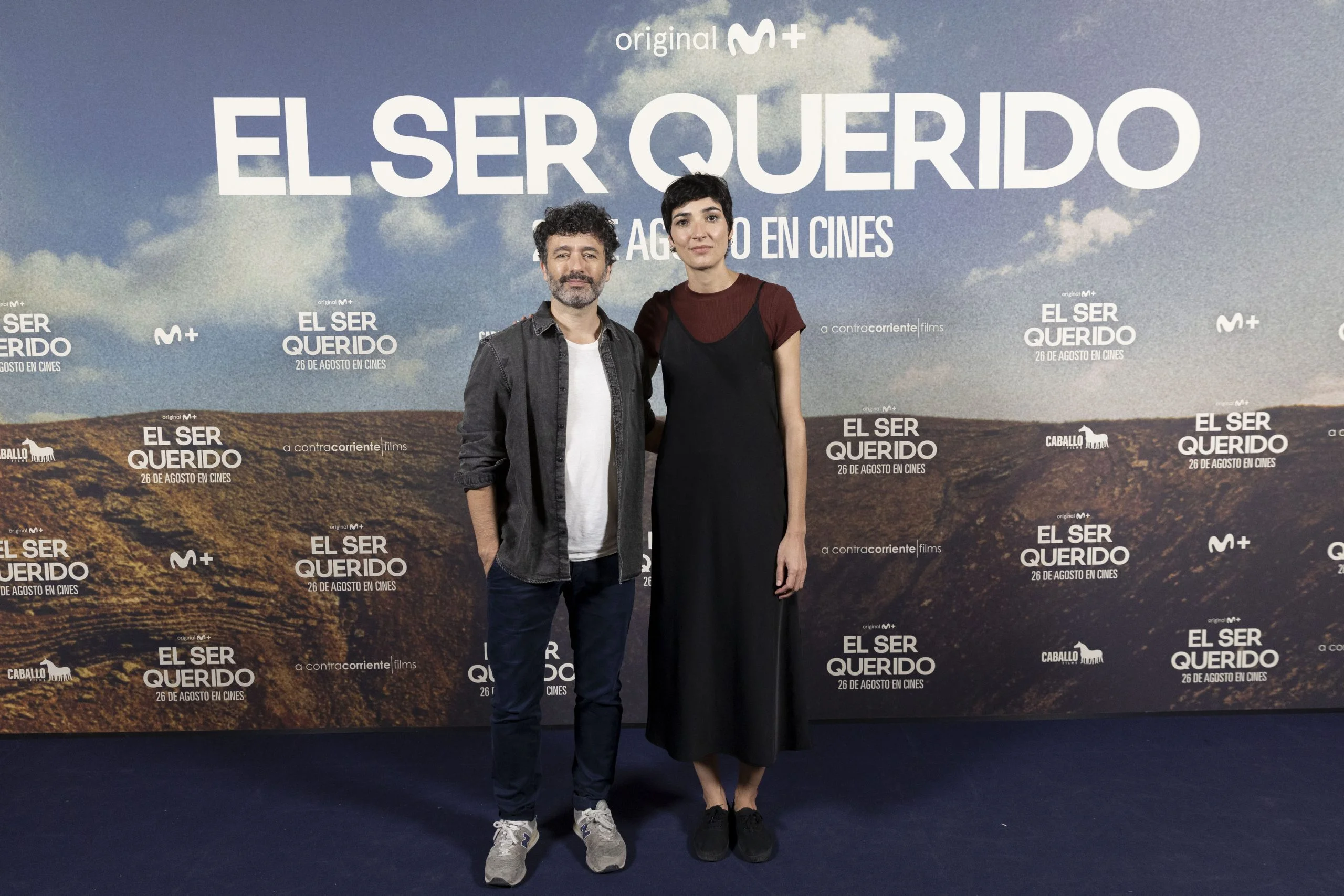 Javier Bardem and Victoria Luengo stand together for a The Beloved photocall.