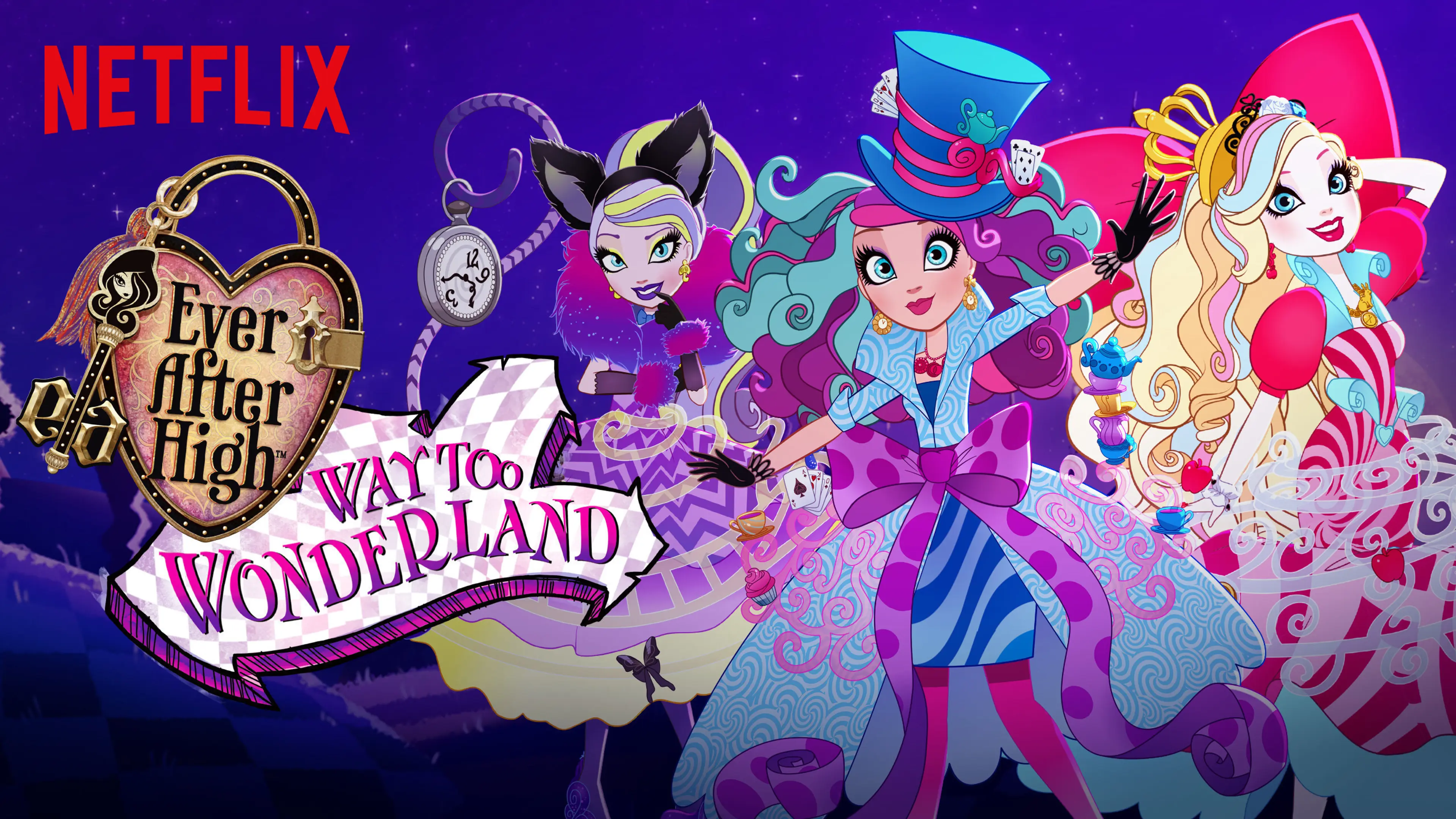 Raven, Madeline, and Apple in Way Too Wonderland artwork.