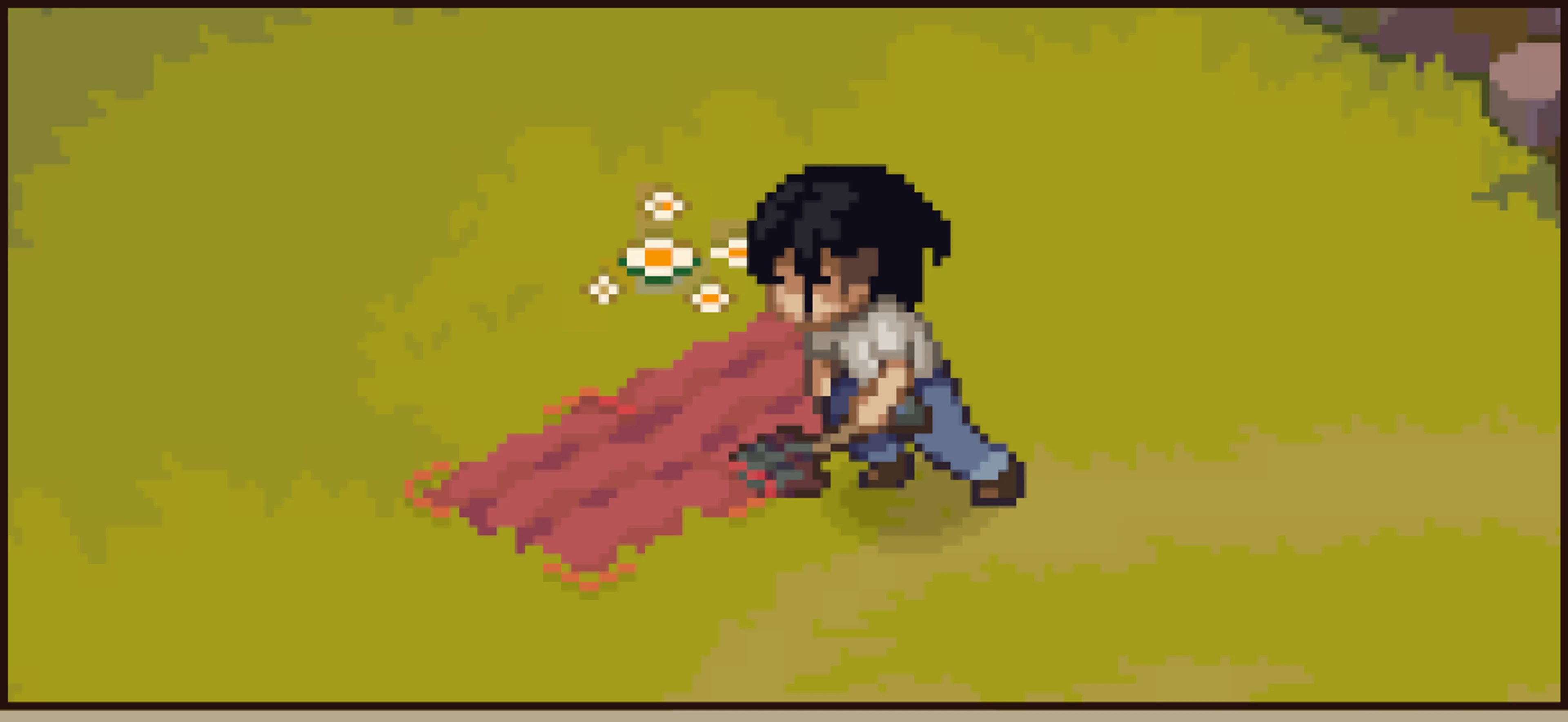 The player using a shovel on the farm grid in Grave Seasons