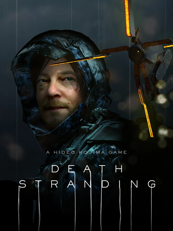 Original official Death Stranding cover featuring Sam Porter Bridges in his delivery gear beneath the game title.