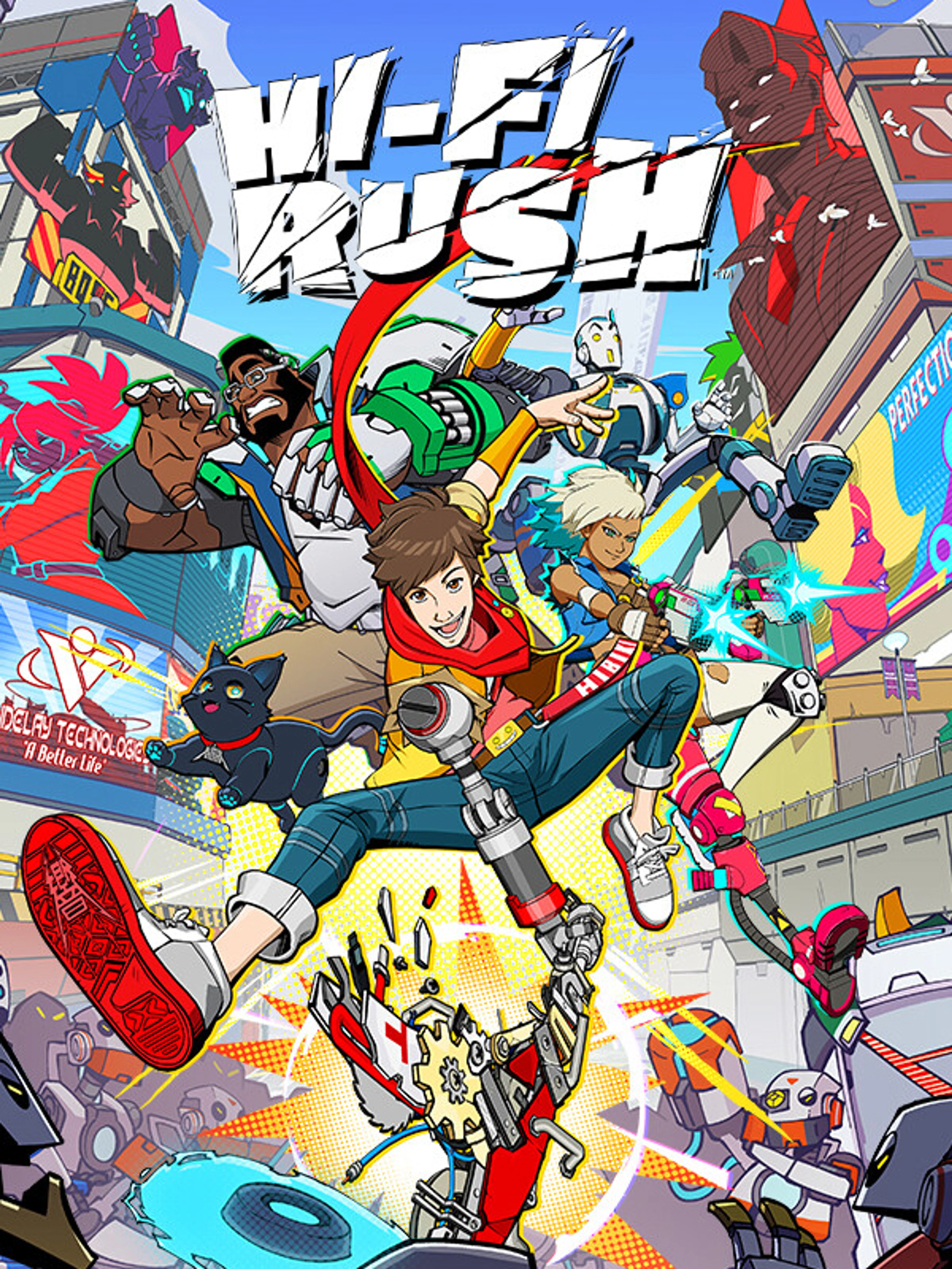 Official Hi-Fi Rush cover with Chai, allies, comic-style colors, and the title logo.