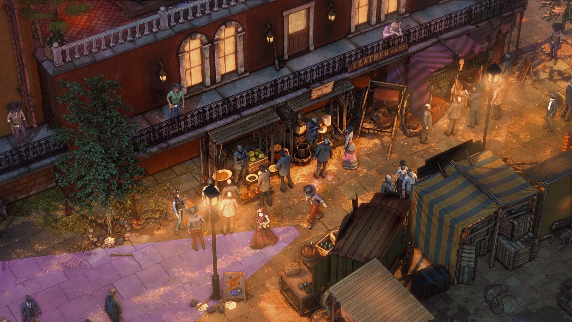 A crowded, brightly lit street outside a theater contrasts with the open canyon and river locations.