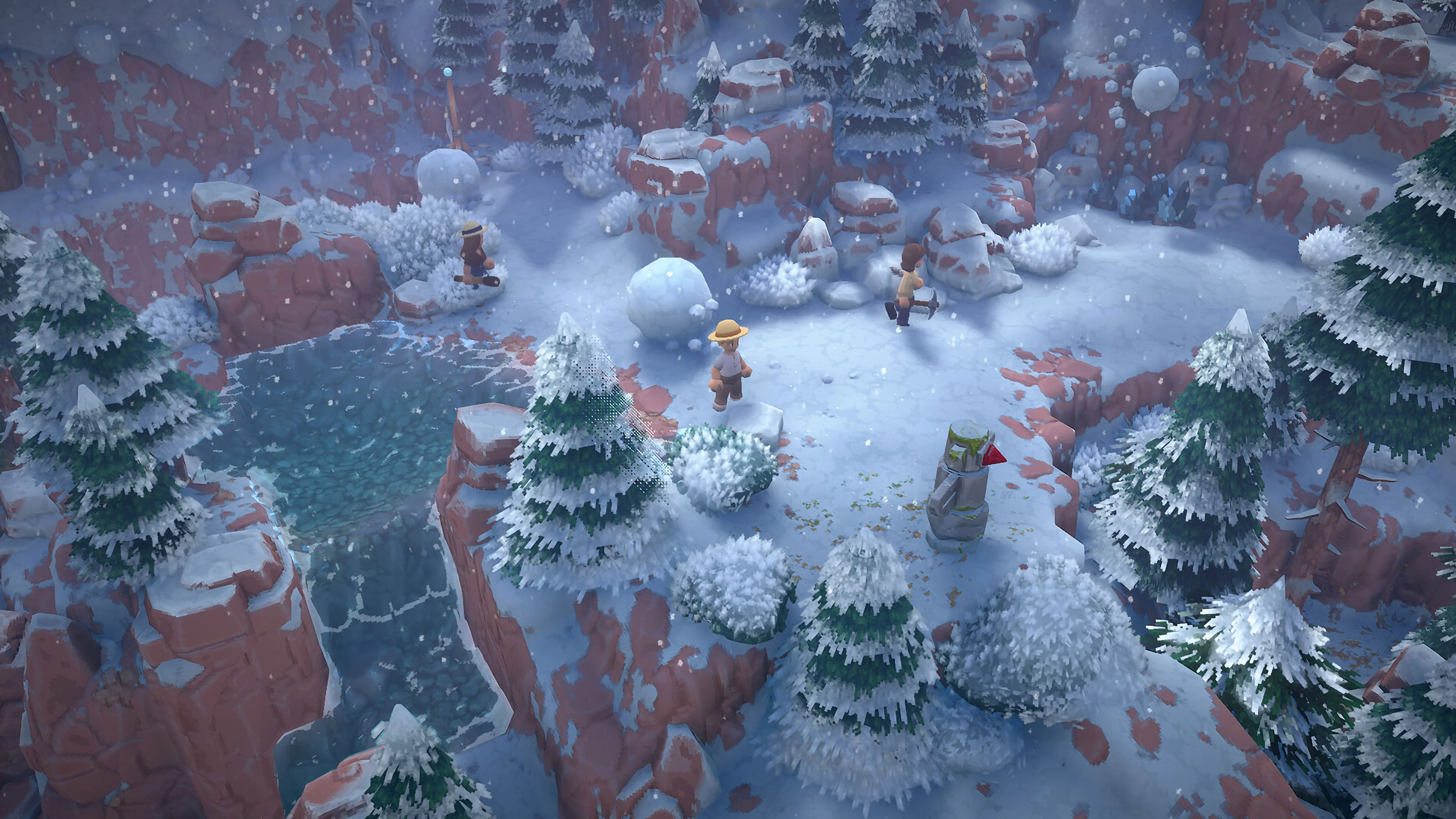 Luma Island players crossing a snowy area.