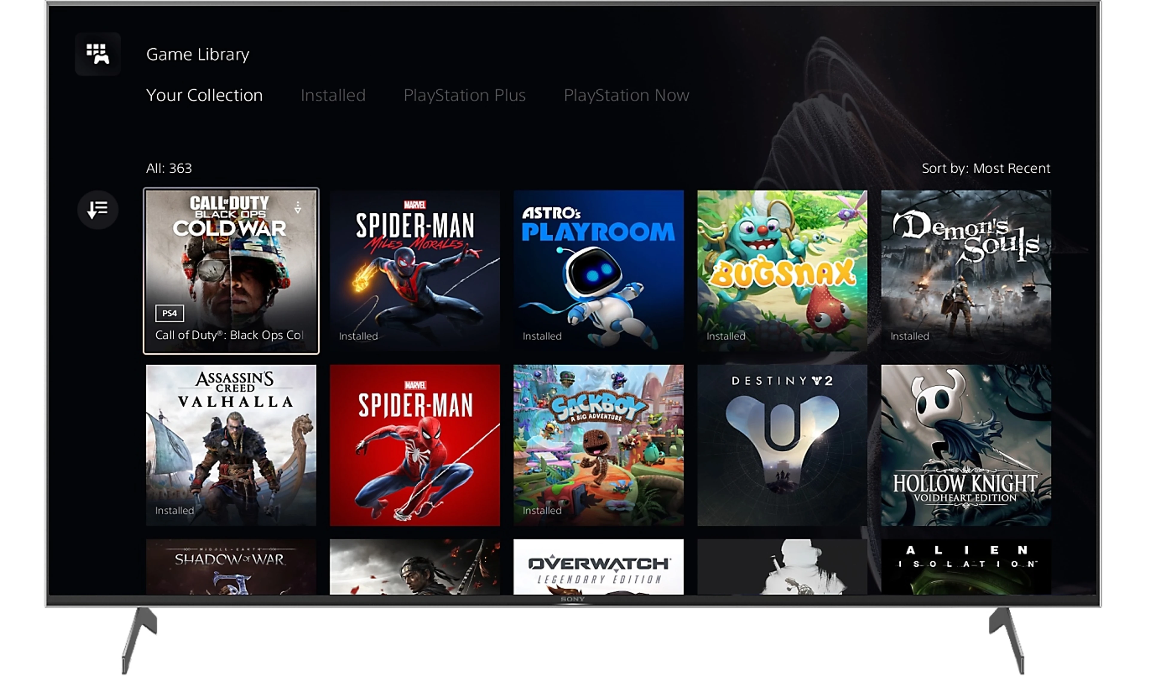 The PlayStation Store game library displays digital games tied to a user account.