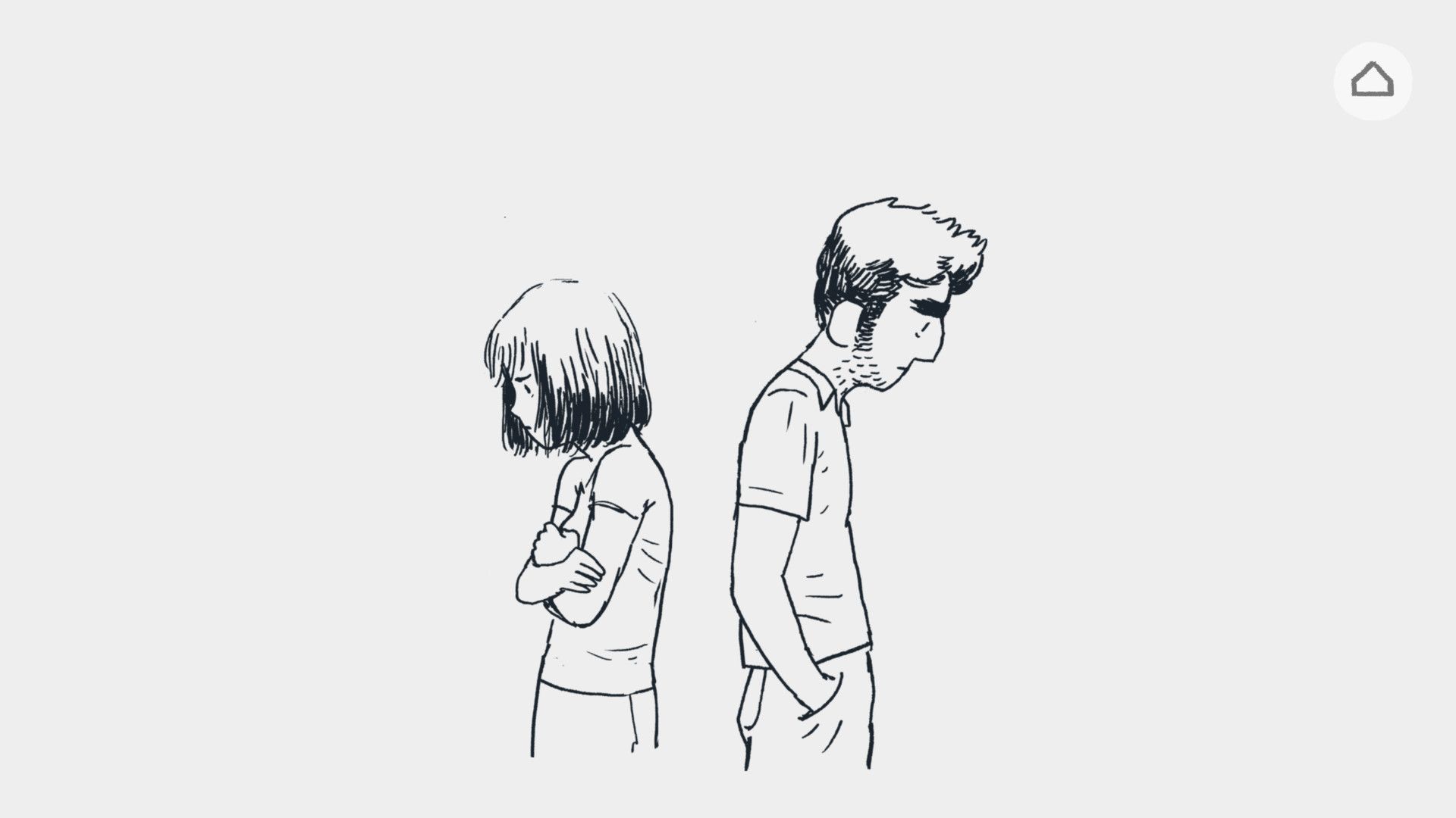 A sparse black-and-white panel shows an argument between Florence and Krish.