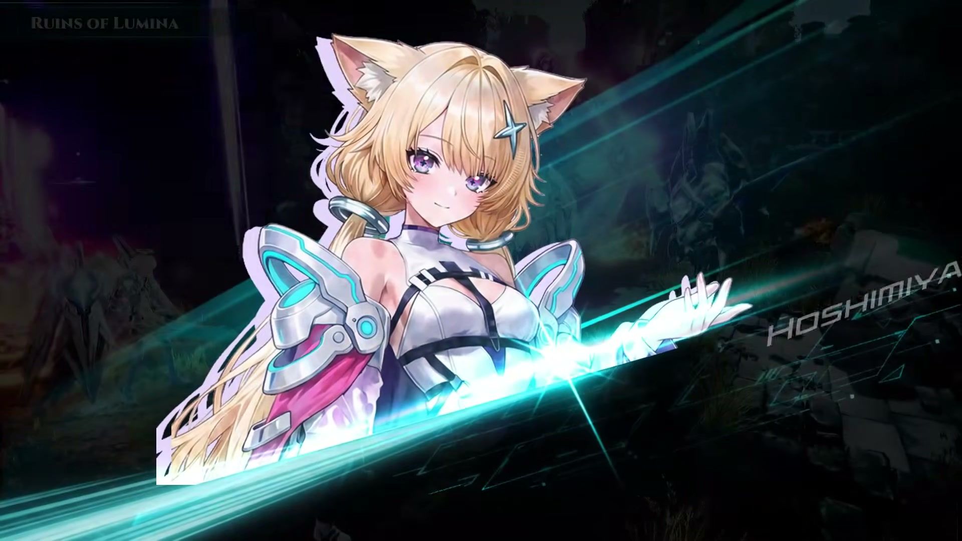 Guardian Hoshimiya Amane appears with a glowing blade in Kaelis.