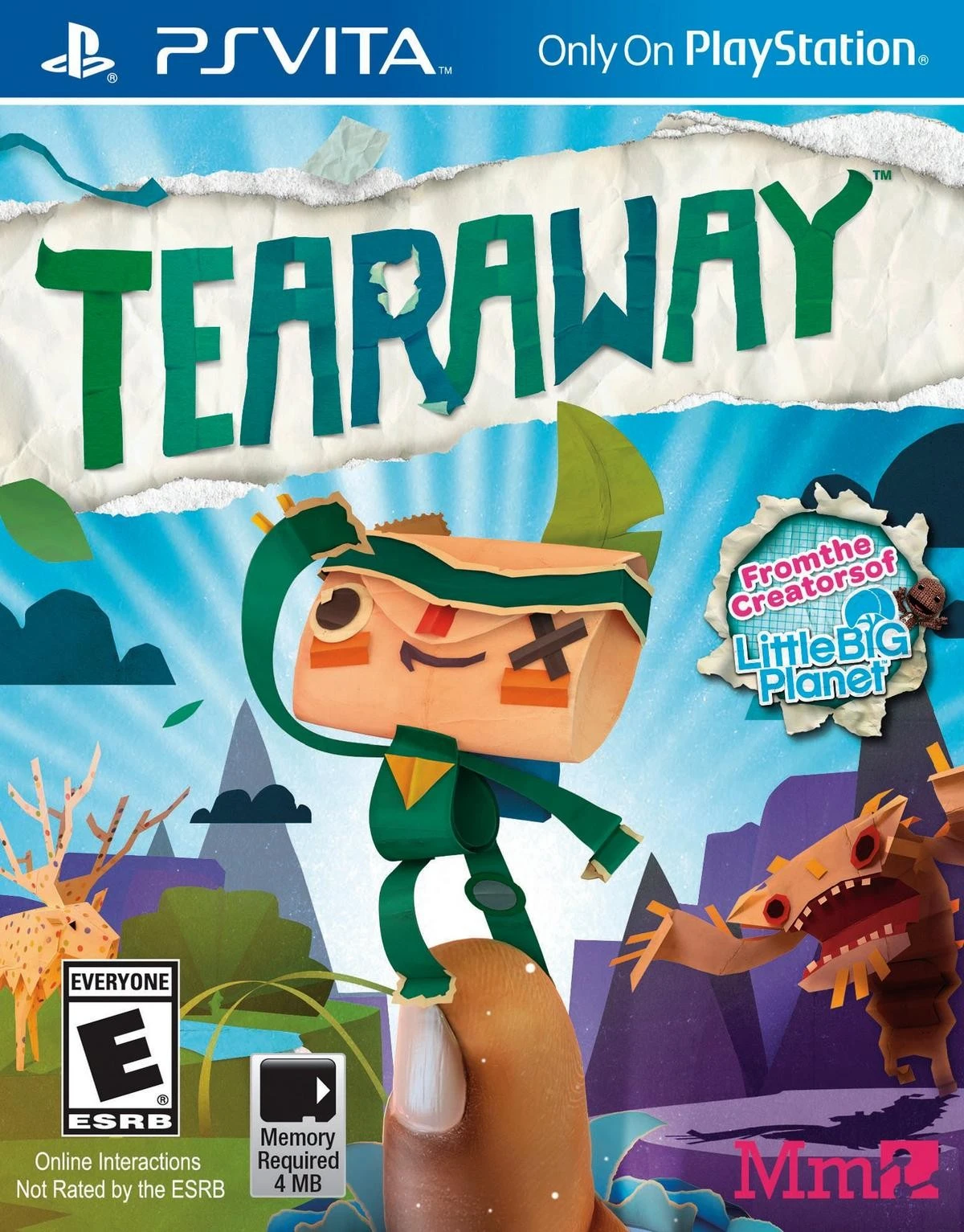 Original US Tearaway PS Vita cover with the two paper messengers and game title.