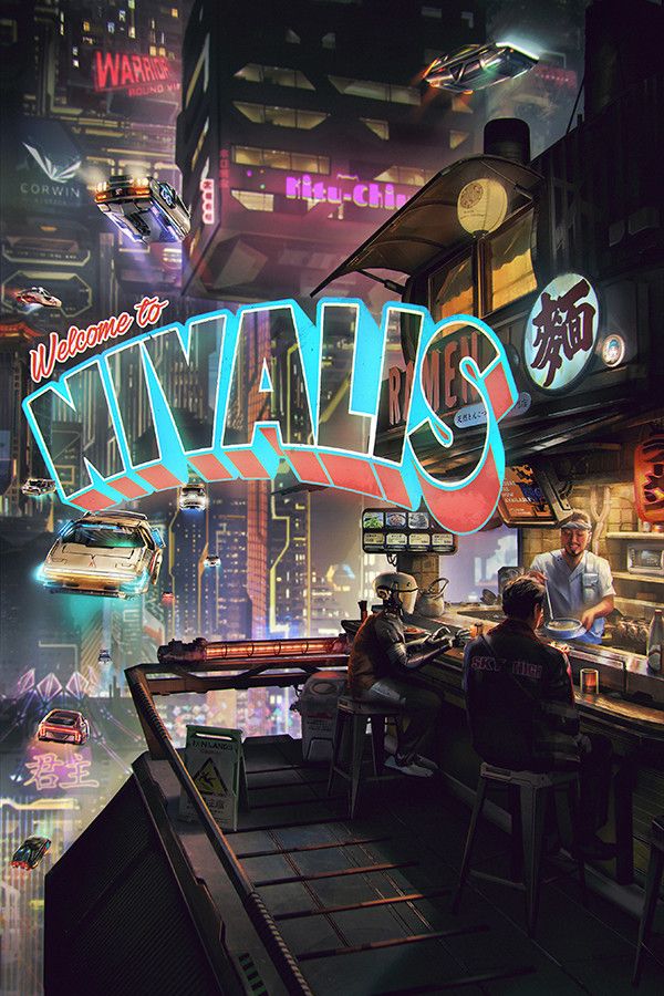 Official Nivalis Nights key art shows a lone figure below the neon city.