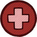 Official First Aid badge with a medical cross
