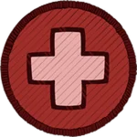 Official First Aid badge with a medical cross
