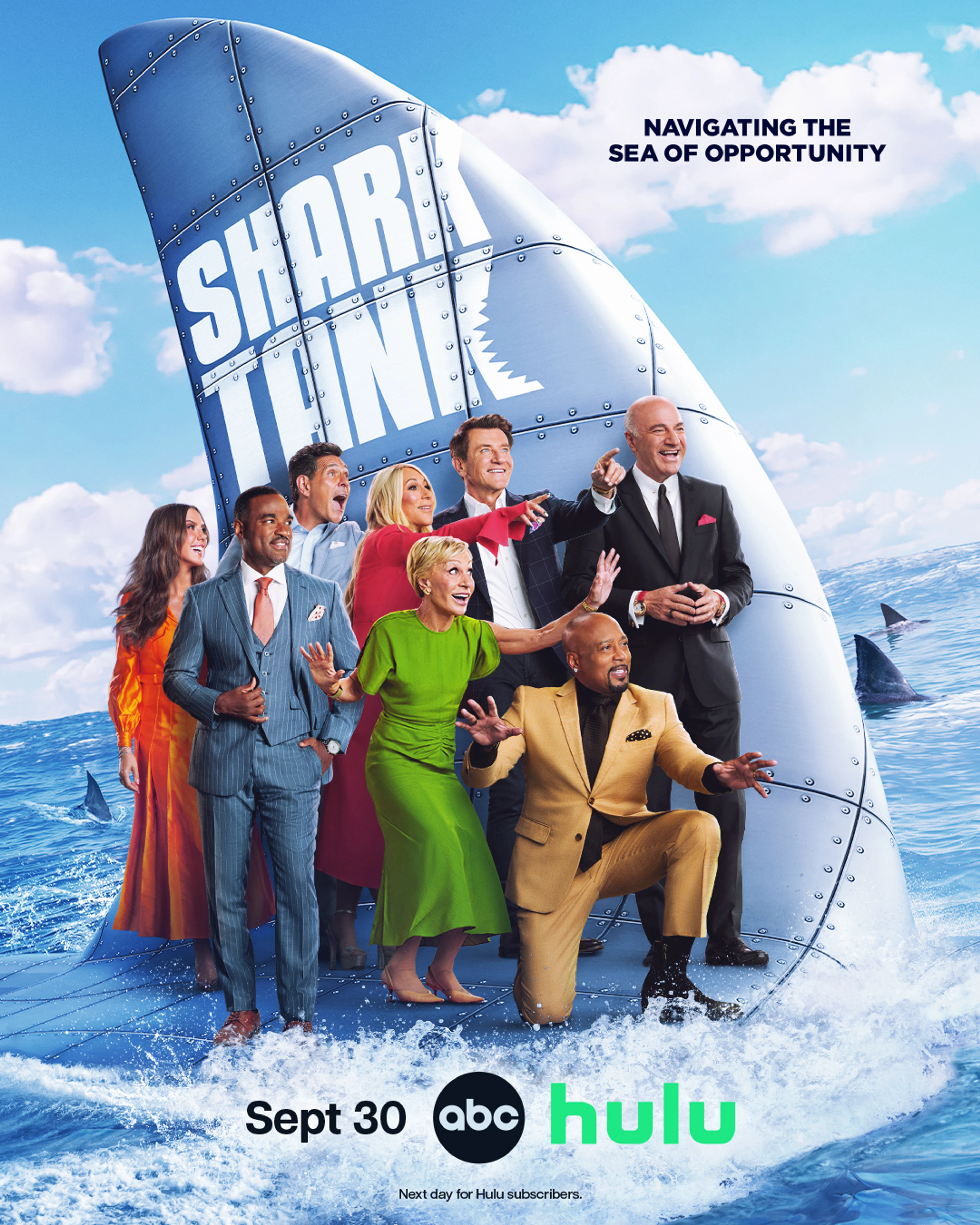 Official Shark Tank Season 18 poster with the returning Sharks and September 30 date.