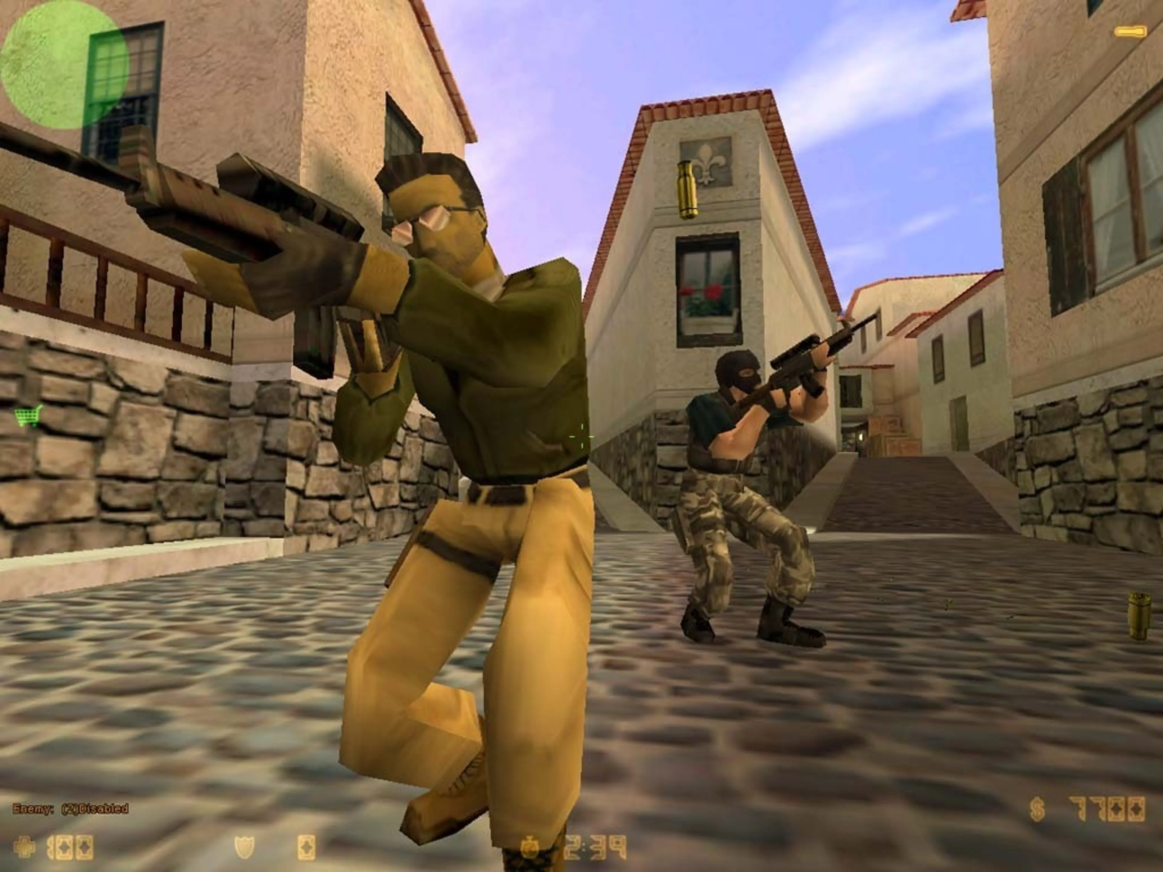 A firefight in the original Counter-Strike.