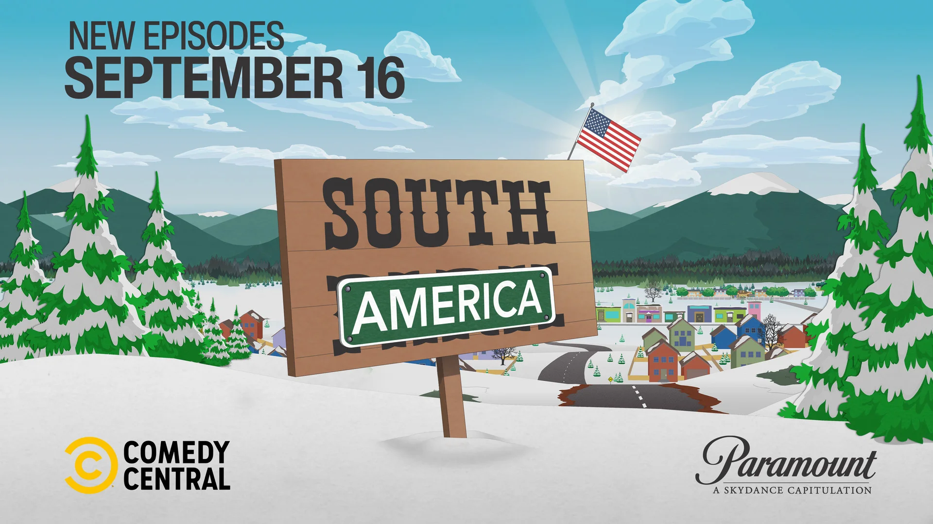 South America title art appears above the six announced South Park Season 29 dates.