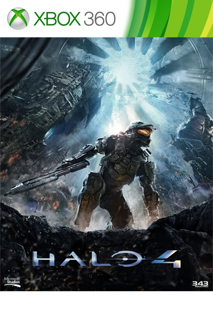 Official Xbox 360 Halo 4 cover with Master Chief and the native game logo.