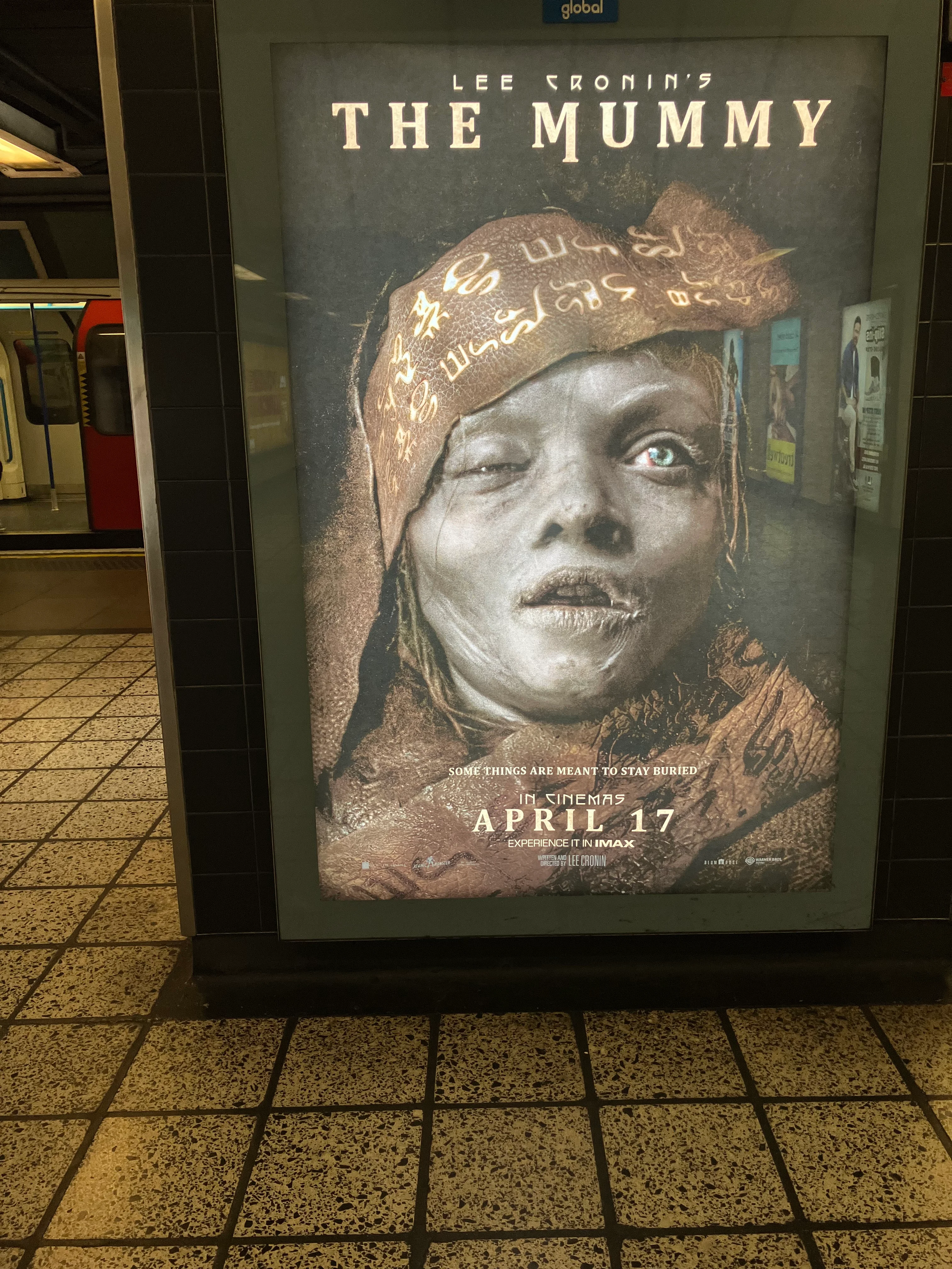 The disputed Mummy poster displayed in a London Underground station