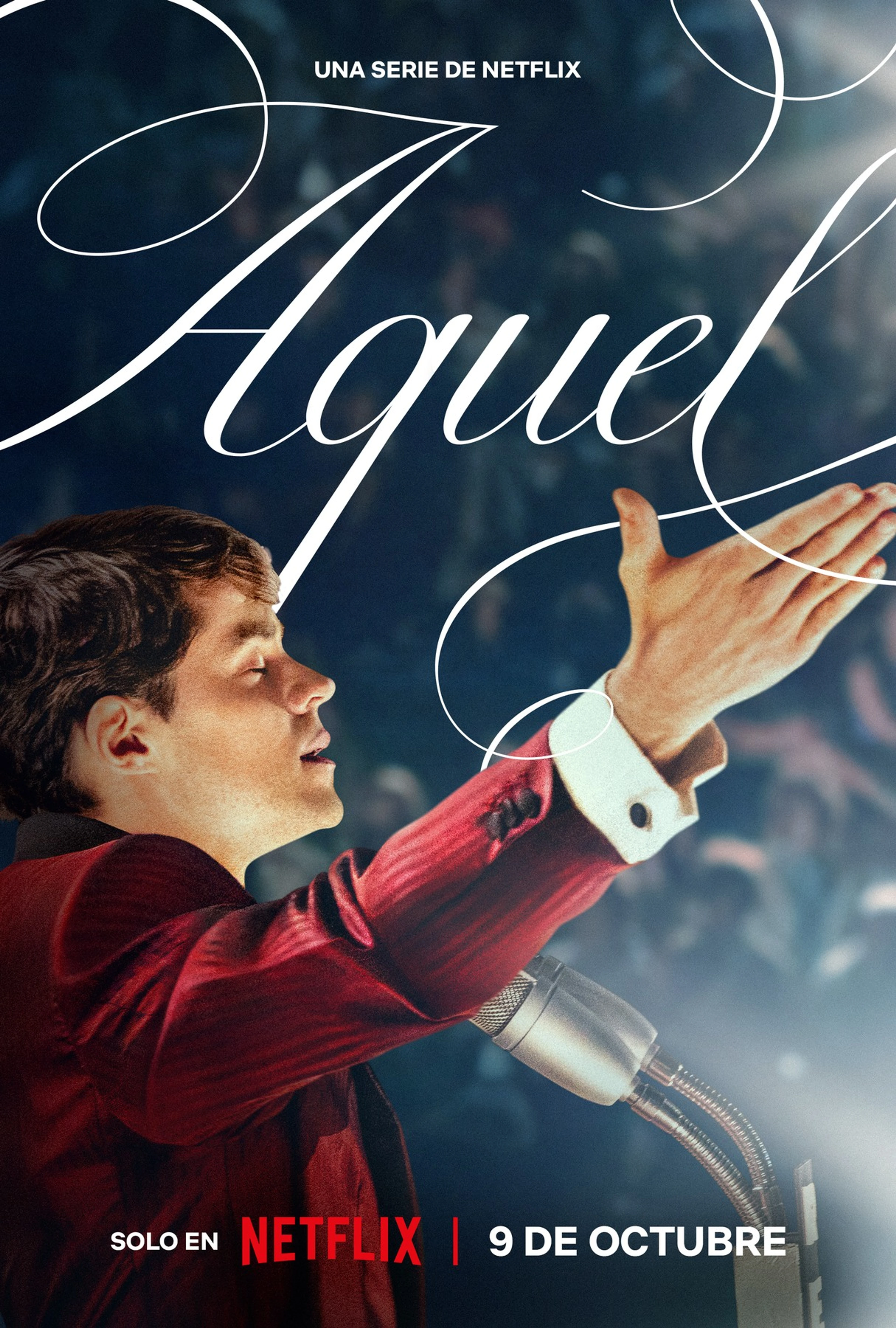 Official Aquel poster showing young Raphael in a red jacket performing at a microphone.