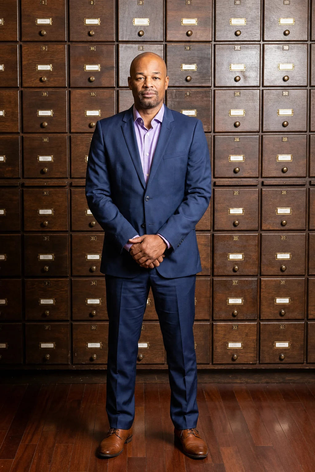 Champ, a Chicago Ready to Love contestant, wears a blue suit in his official cast portrait.