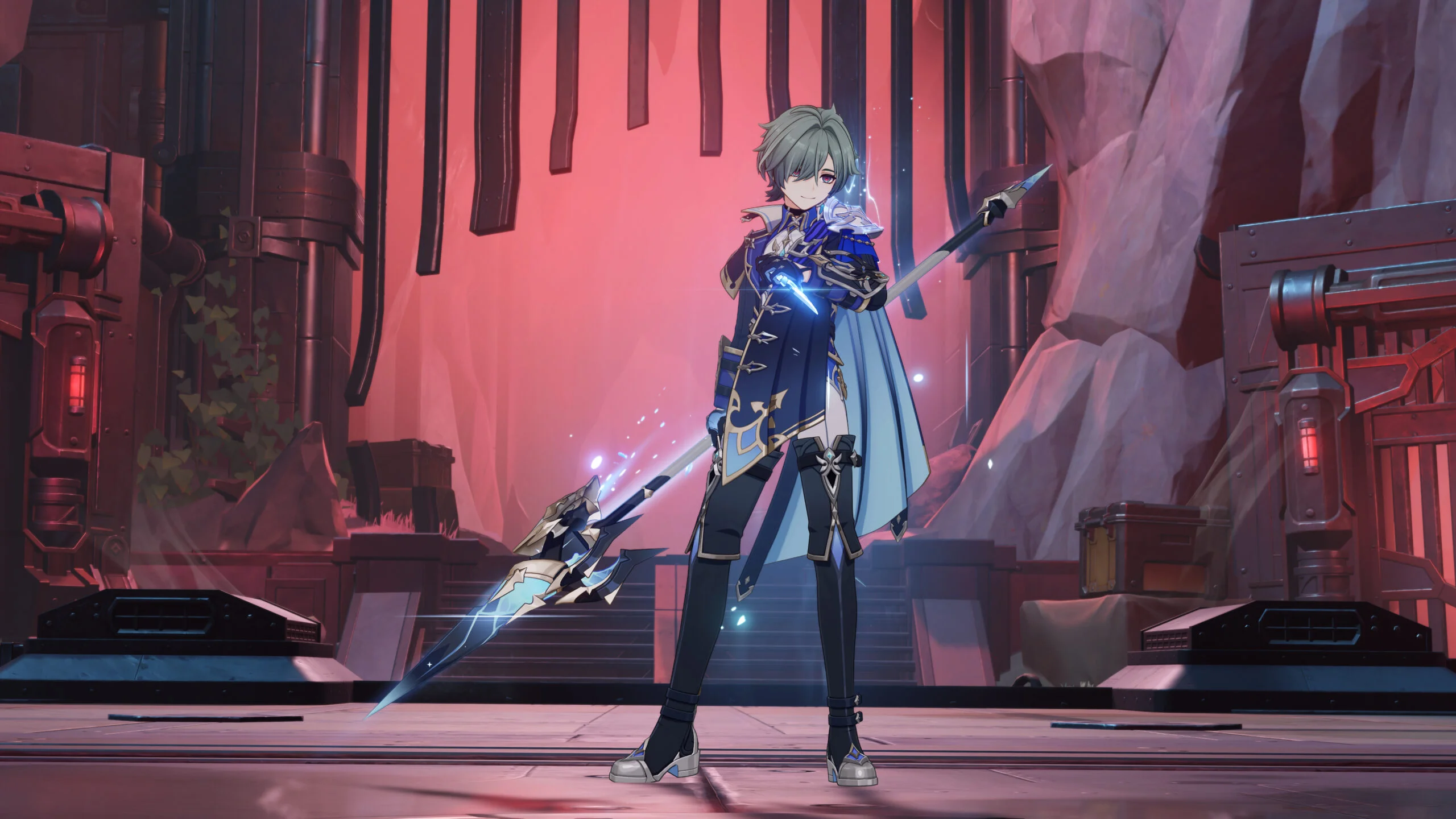 Lohen holding a polearm in Genshin Impact