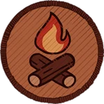 Official Firemaking IV badge showing the completed campfire
