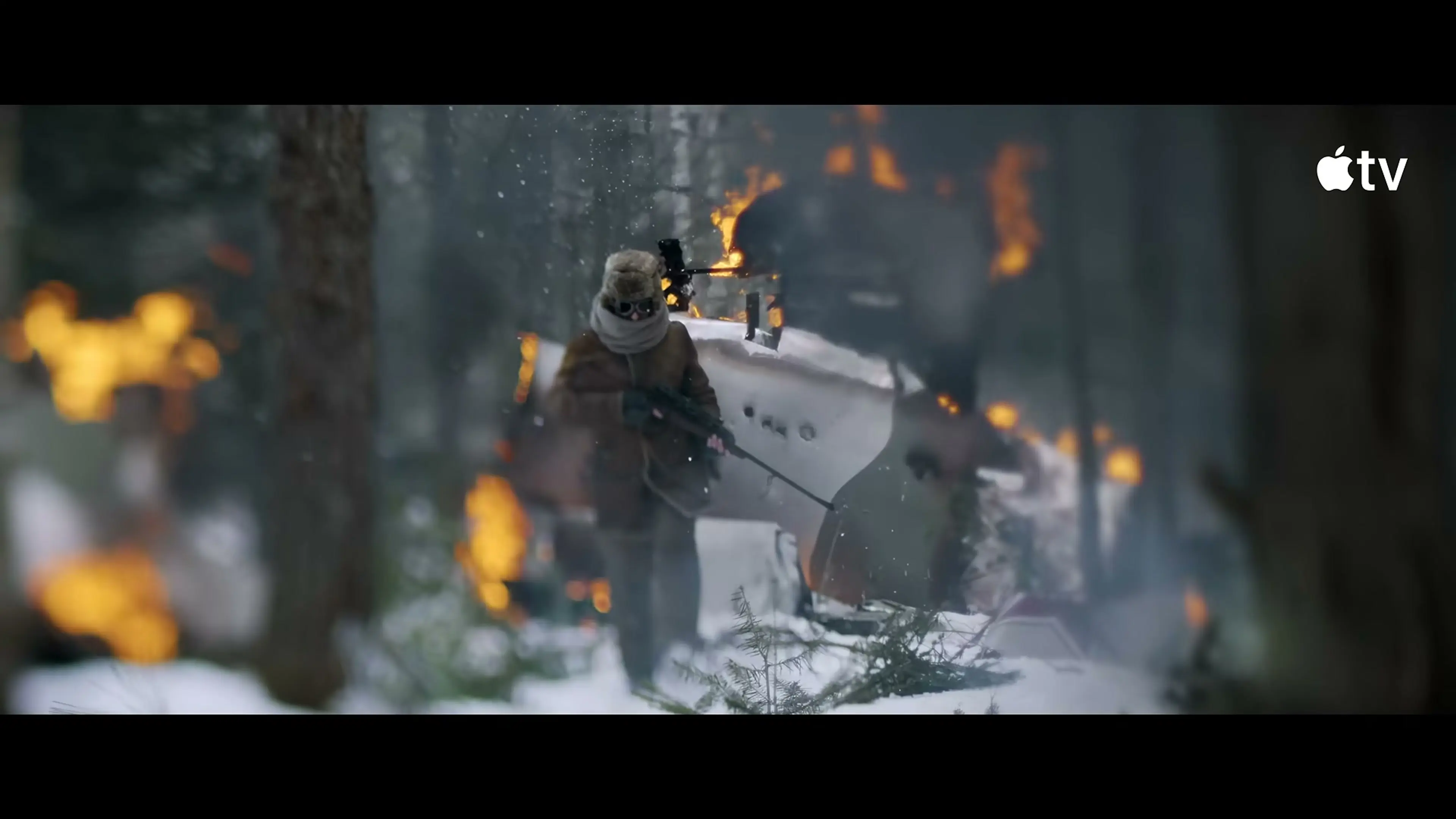 An armored vehicle erupts amid fire and smoke in Mayday.