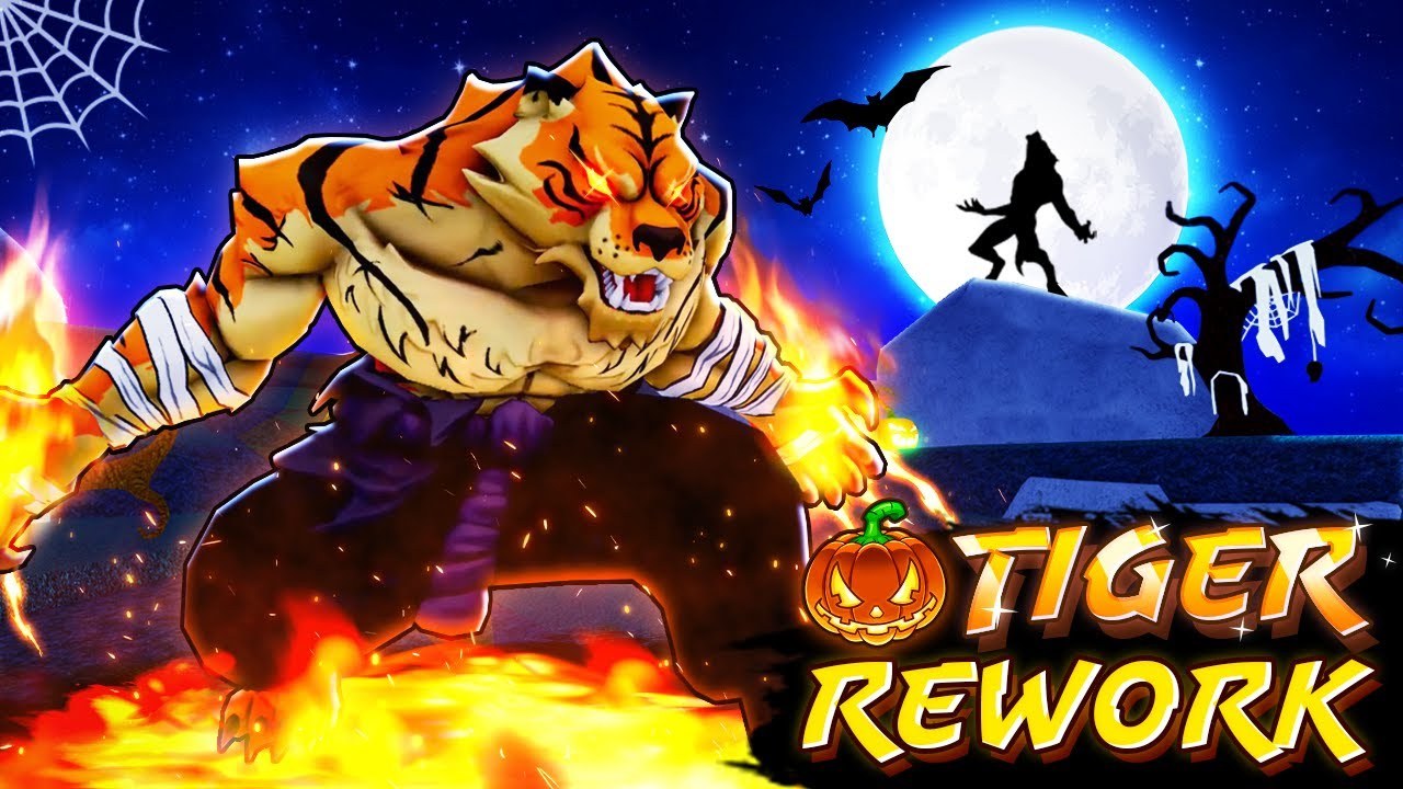 Official Blox Fruits Tiger showcase artwork with a transformed fighter.