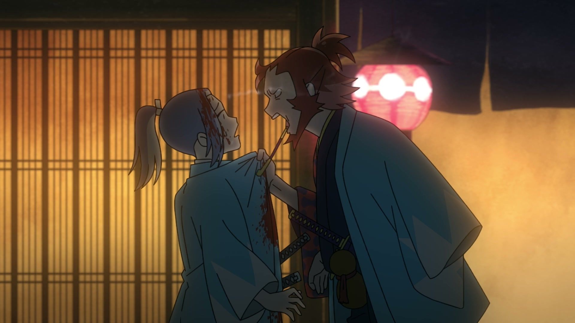 Two members of the Mibu Roshigumi confront each other in Inherit the Winds.