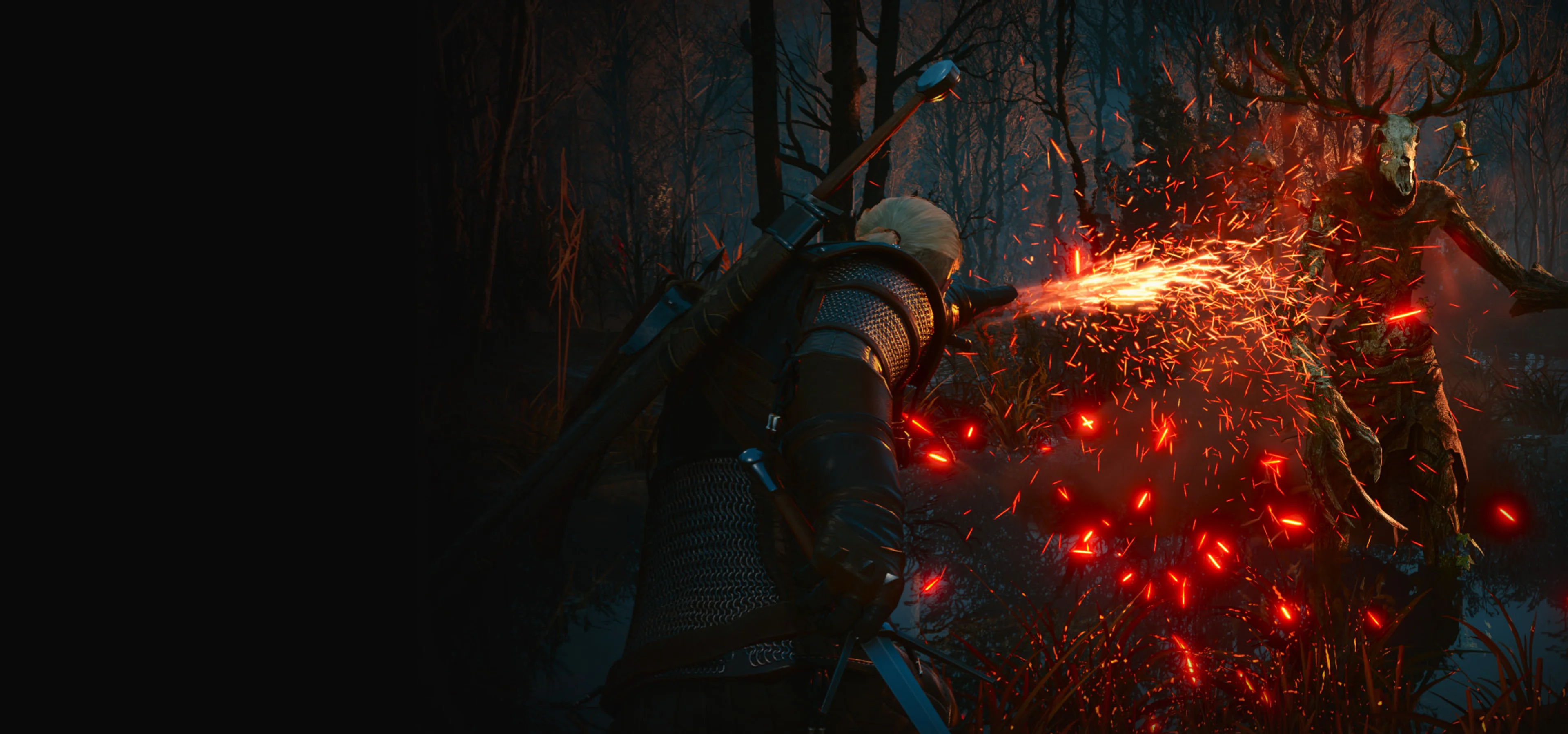 Geralt fights a monster in official The Witcher 3 Remastered artwork.