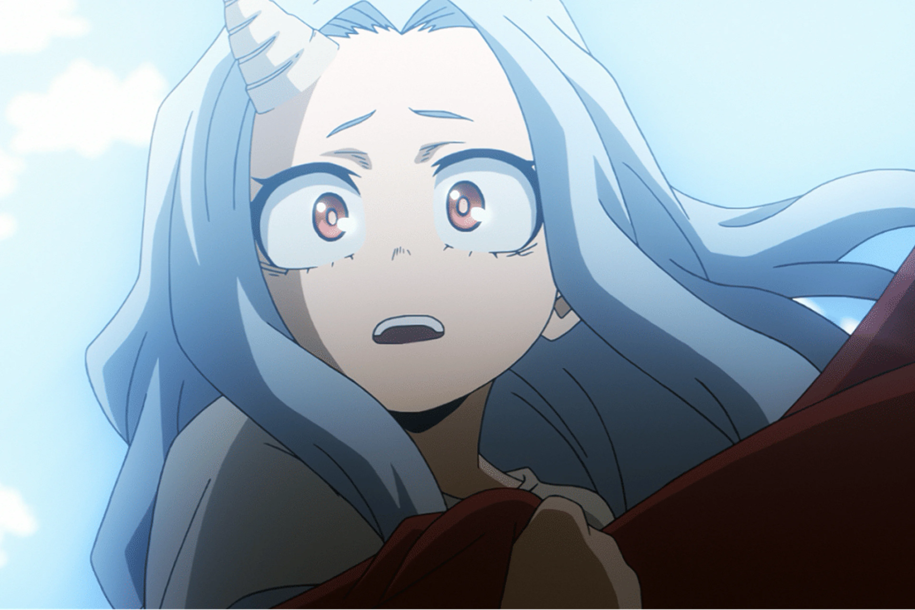 A younger Eri reacts during an emotional moment in My Hero Academia: I am a hero too.