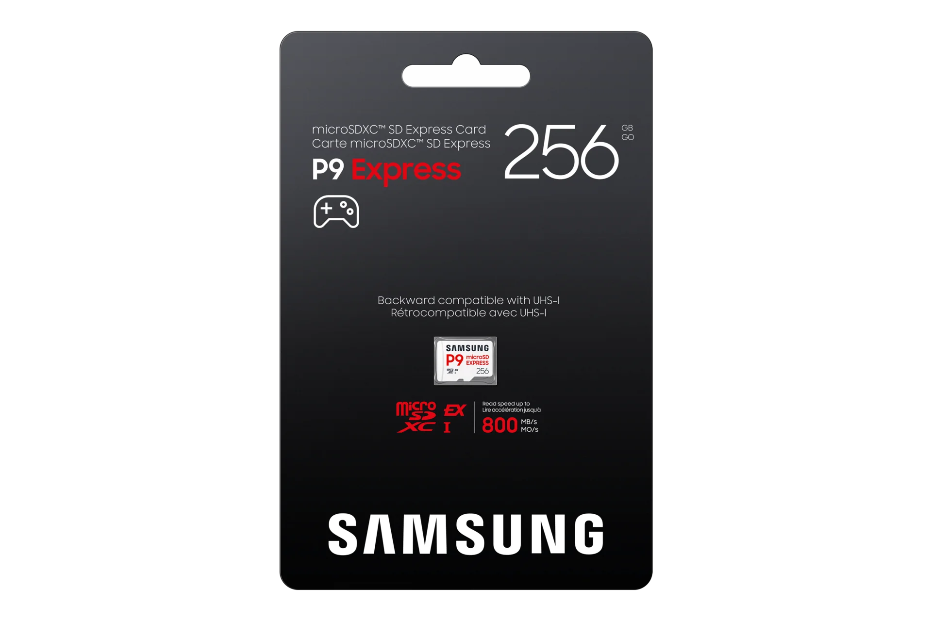Samsung P9 Express 256GB packaging showing the microSD Express label