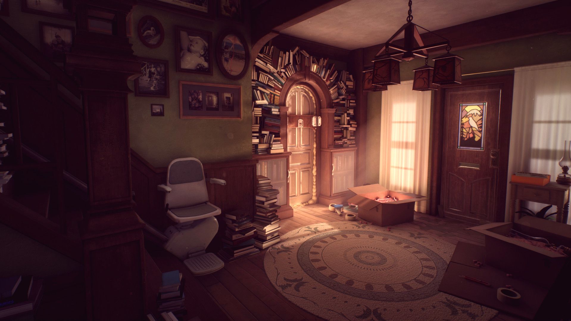 A carefully preserved bedroom sits inside the Finch house.