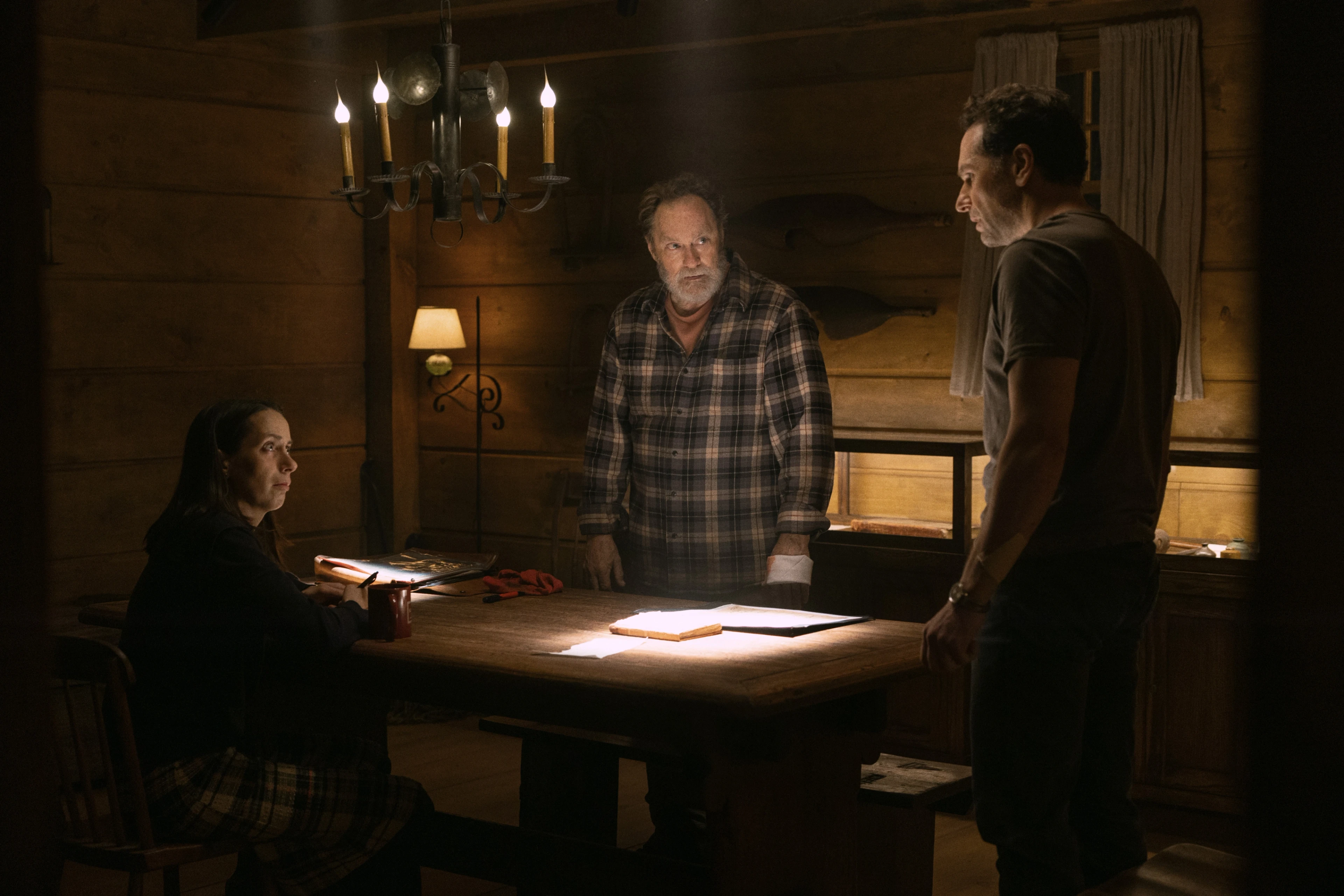 Kate O’Flynn, Stephen Root and Matthew Rhys in Widow’s Bay.