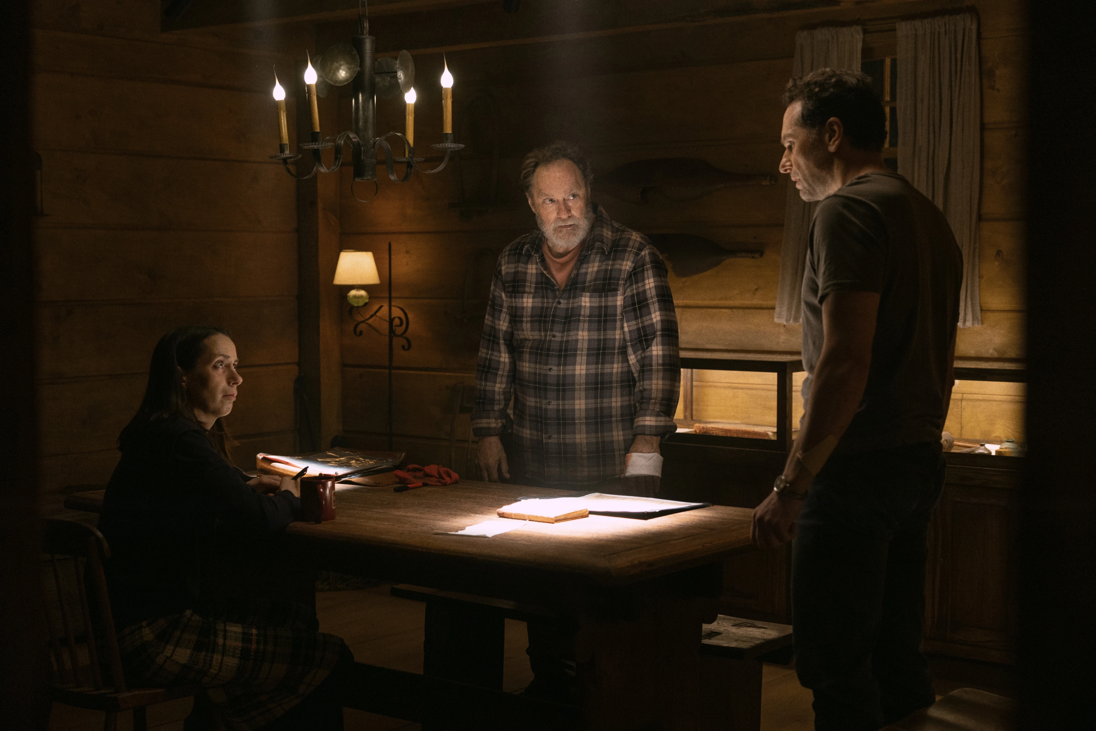 Kate O’Flynn, Stephen Root and Matthew Rhys in Widow’s Bay.