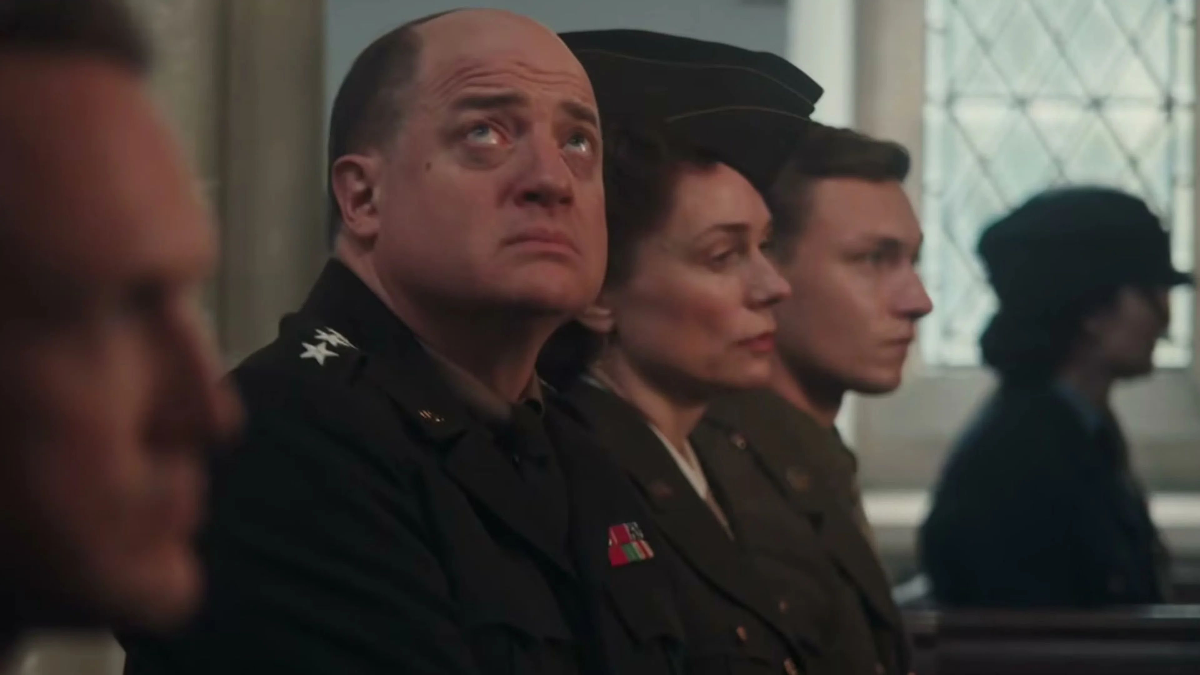 Brendan Fraser as Dwight Eisenhower listens during a military briefing in Pressure.