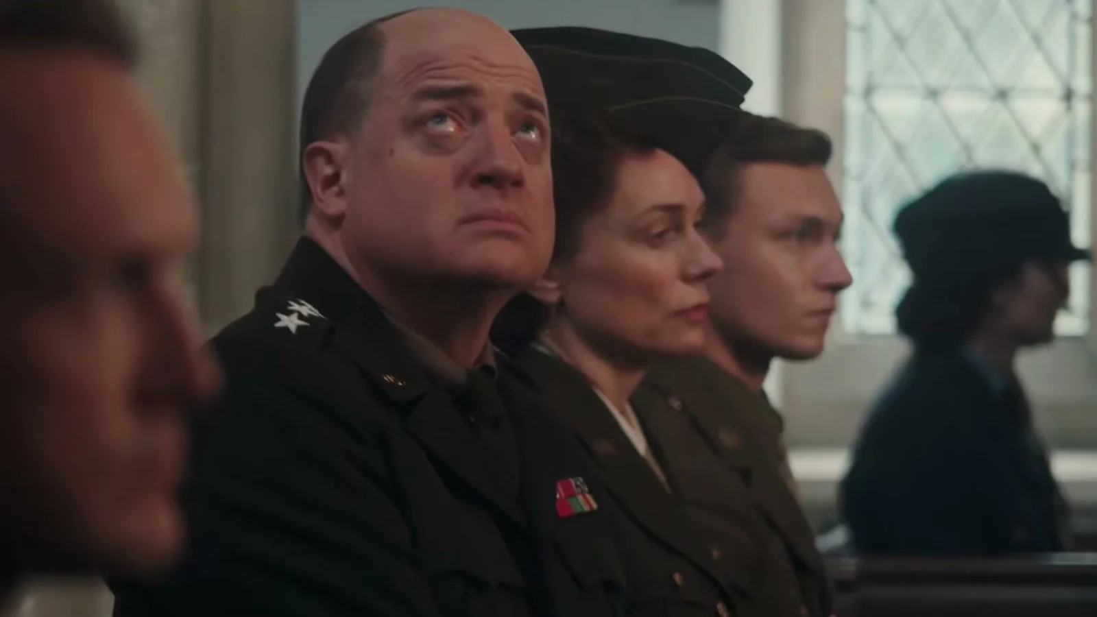 Brendan Fraser as Dwight Eisenhower listens during a military briefing in Pressure.