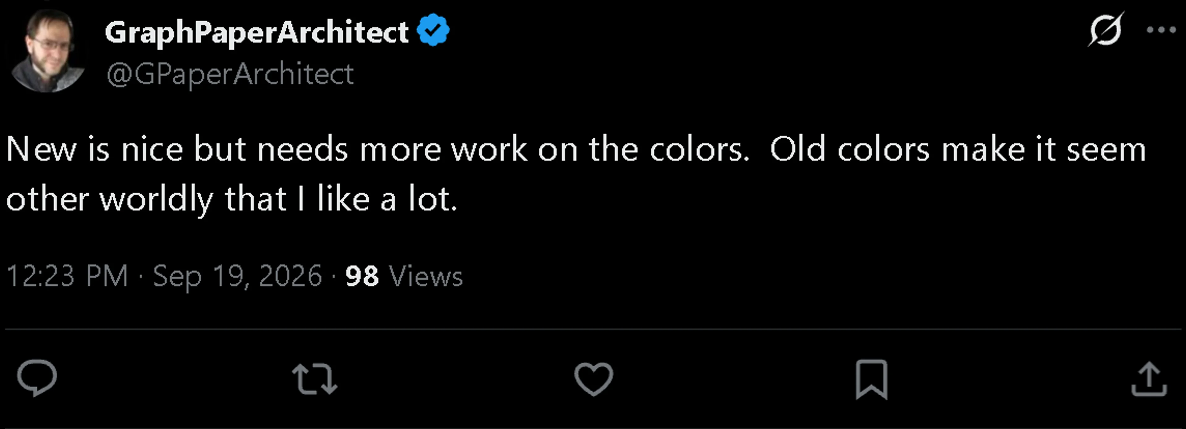 An X comment praising WoW Forever while saying the old colors feel more otherworldly.