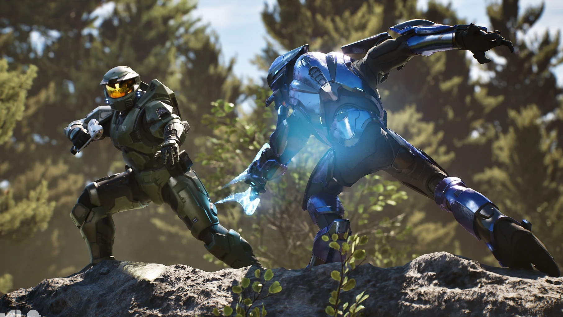 Master Chief faces an Energy Sword-wielding Elite in Halo Studios’ Project Foundry demonstration.