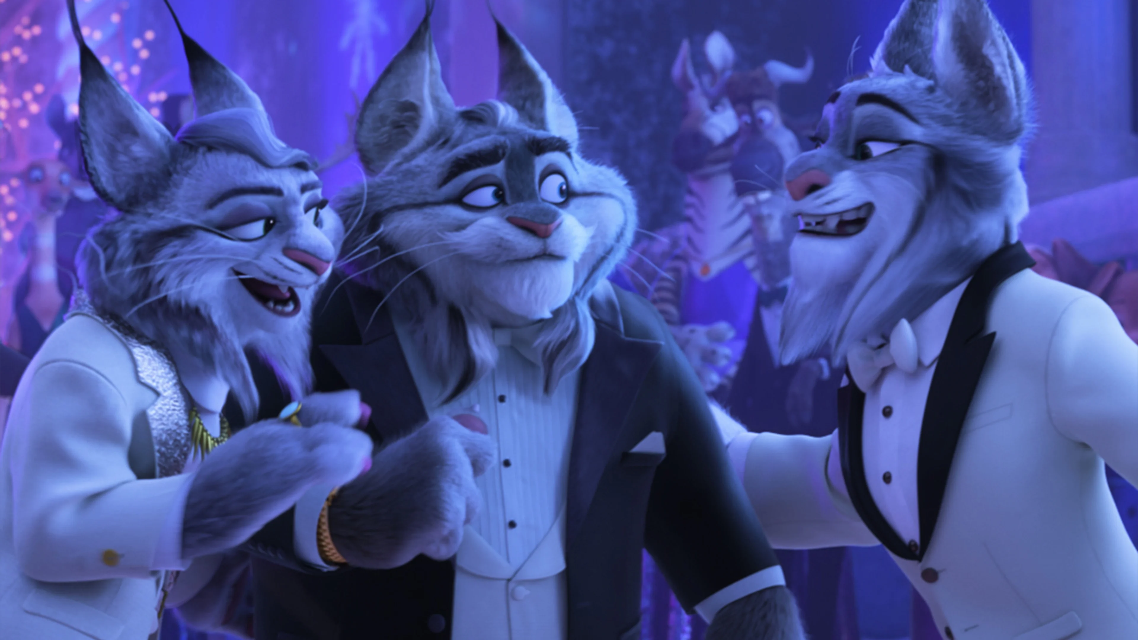 The Lynxley family attends a formal event in an official Zootopia 2 still.