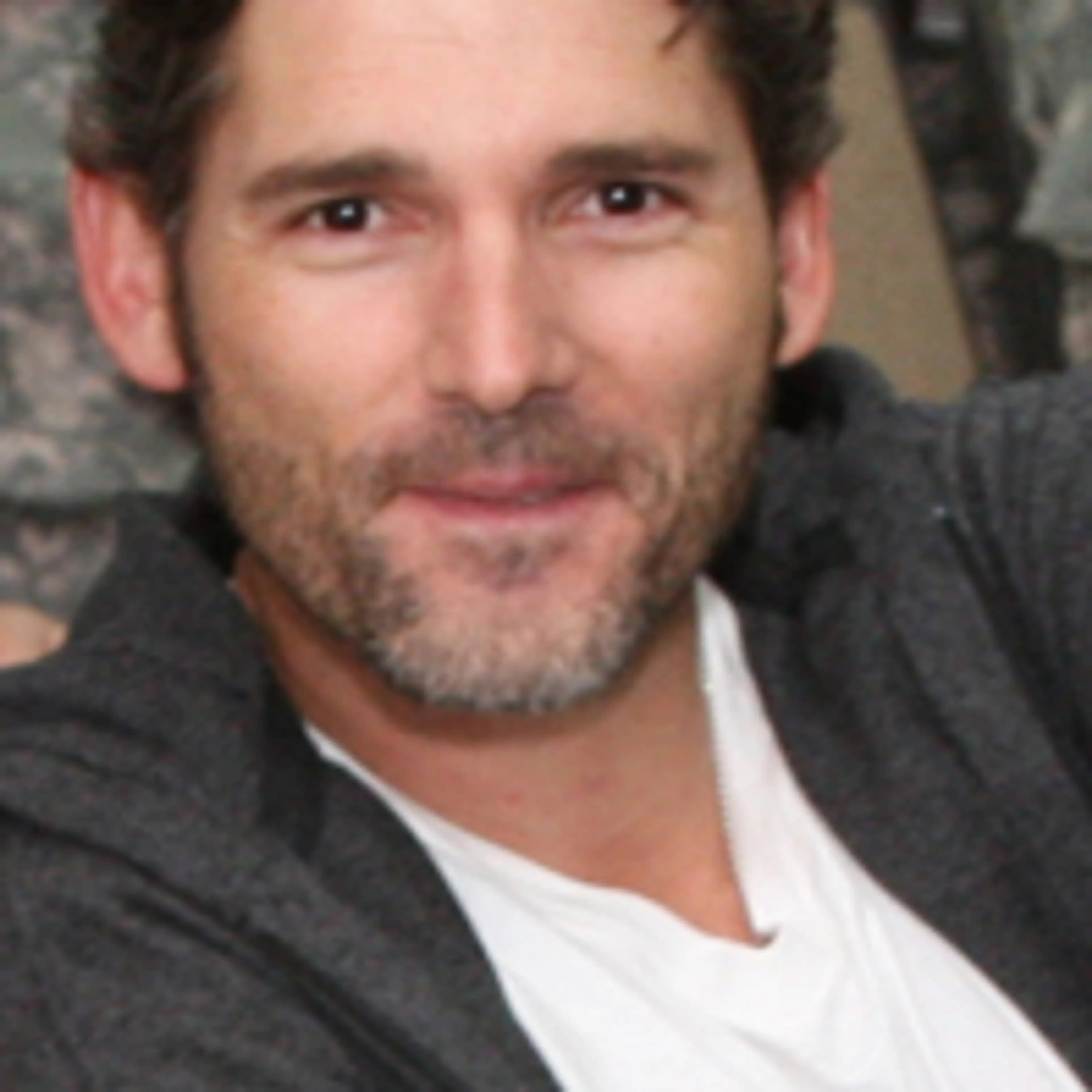 Eric Bana in a dark jacket at a 2009 Star Trek screening at Camp Arifjan.