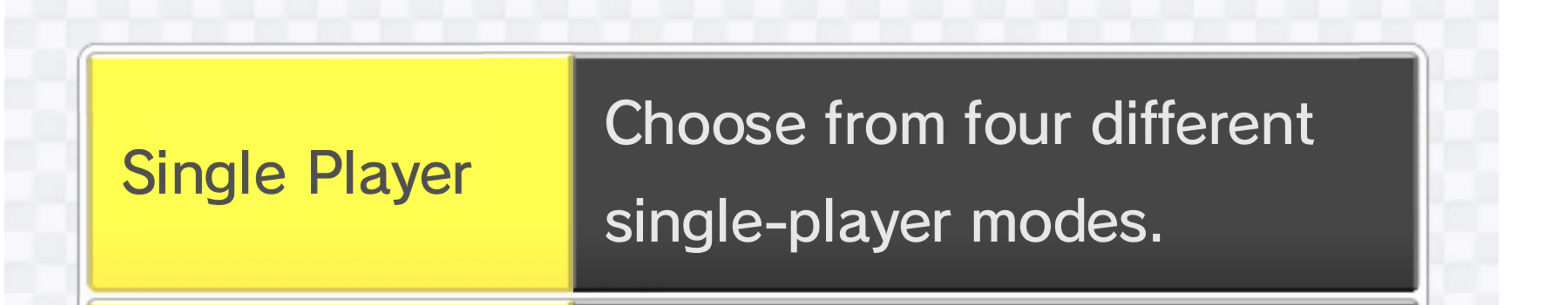 Crop from Nintendo’s Mario Kart 8 Wii U manual showing the yellow Single Player entry on the main-menu explanation chart.