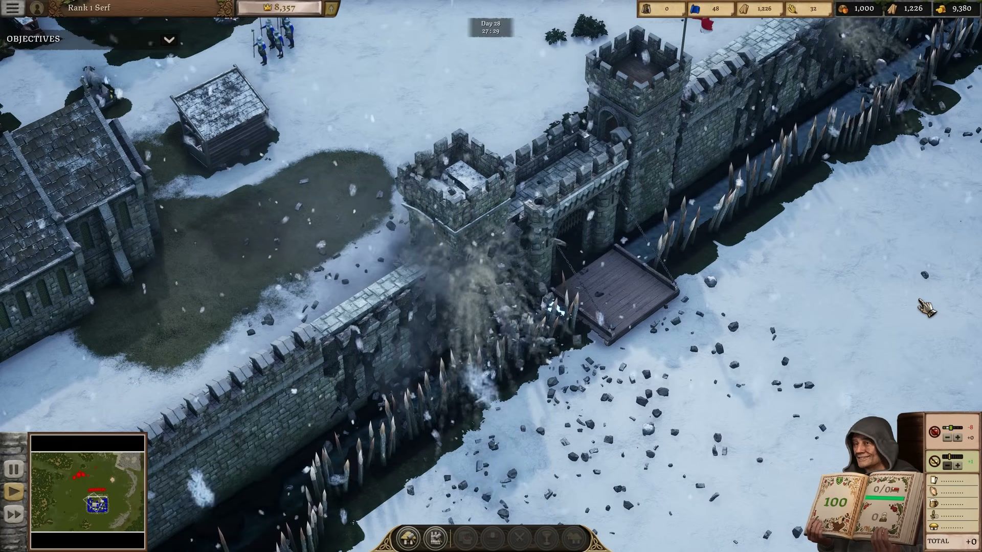 A snow-covered fortified town in Stronghold 4.
