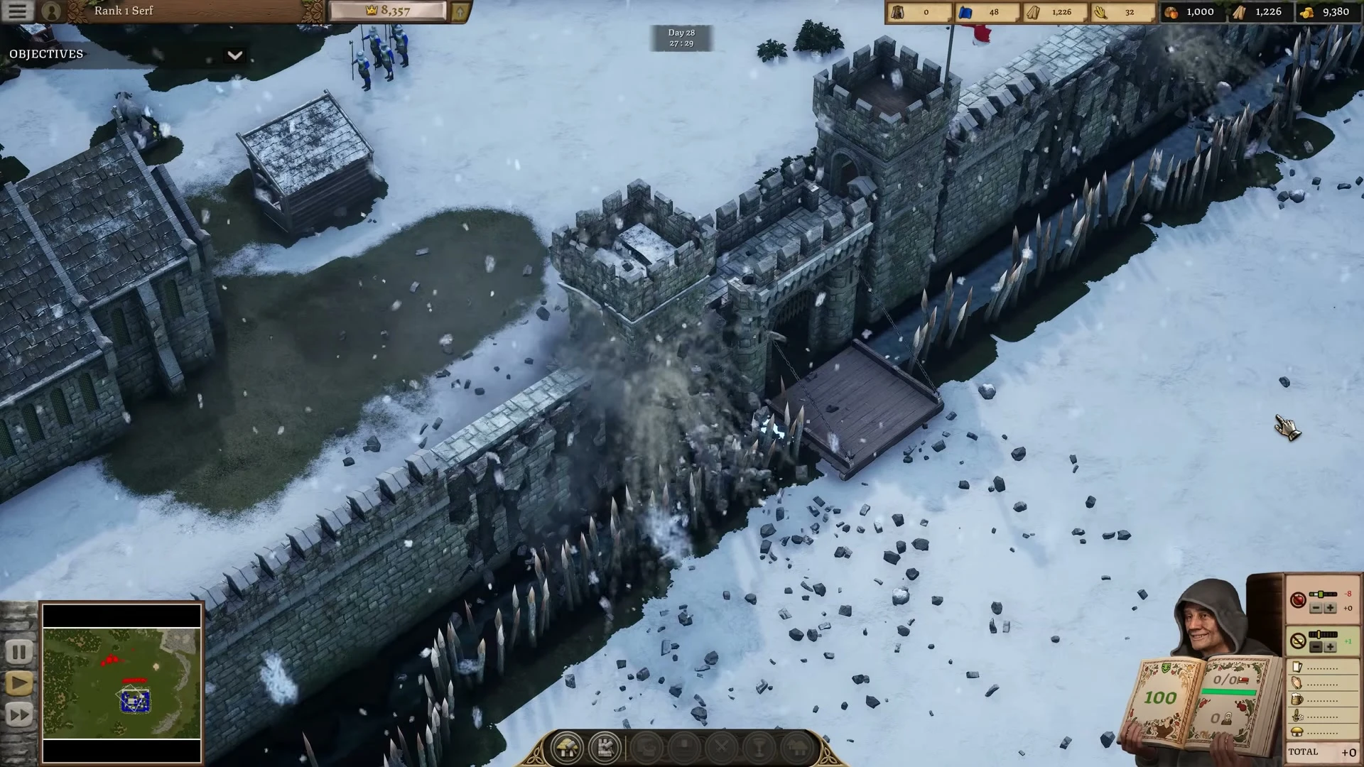 A snow-covered fortified town in Stronghold 4.