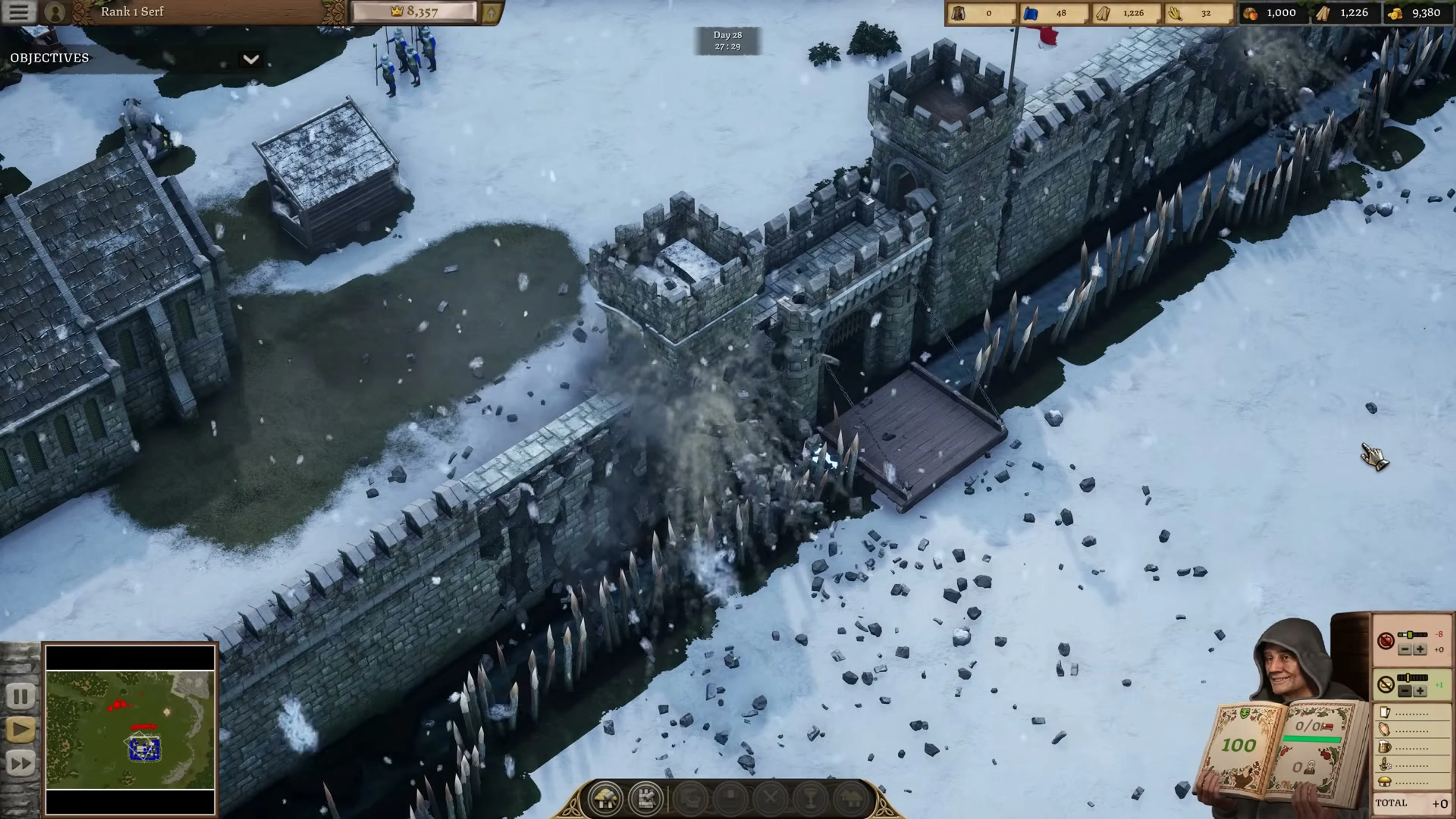 A snow-covered fortified town in Stronghold 4.