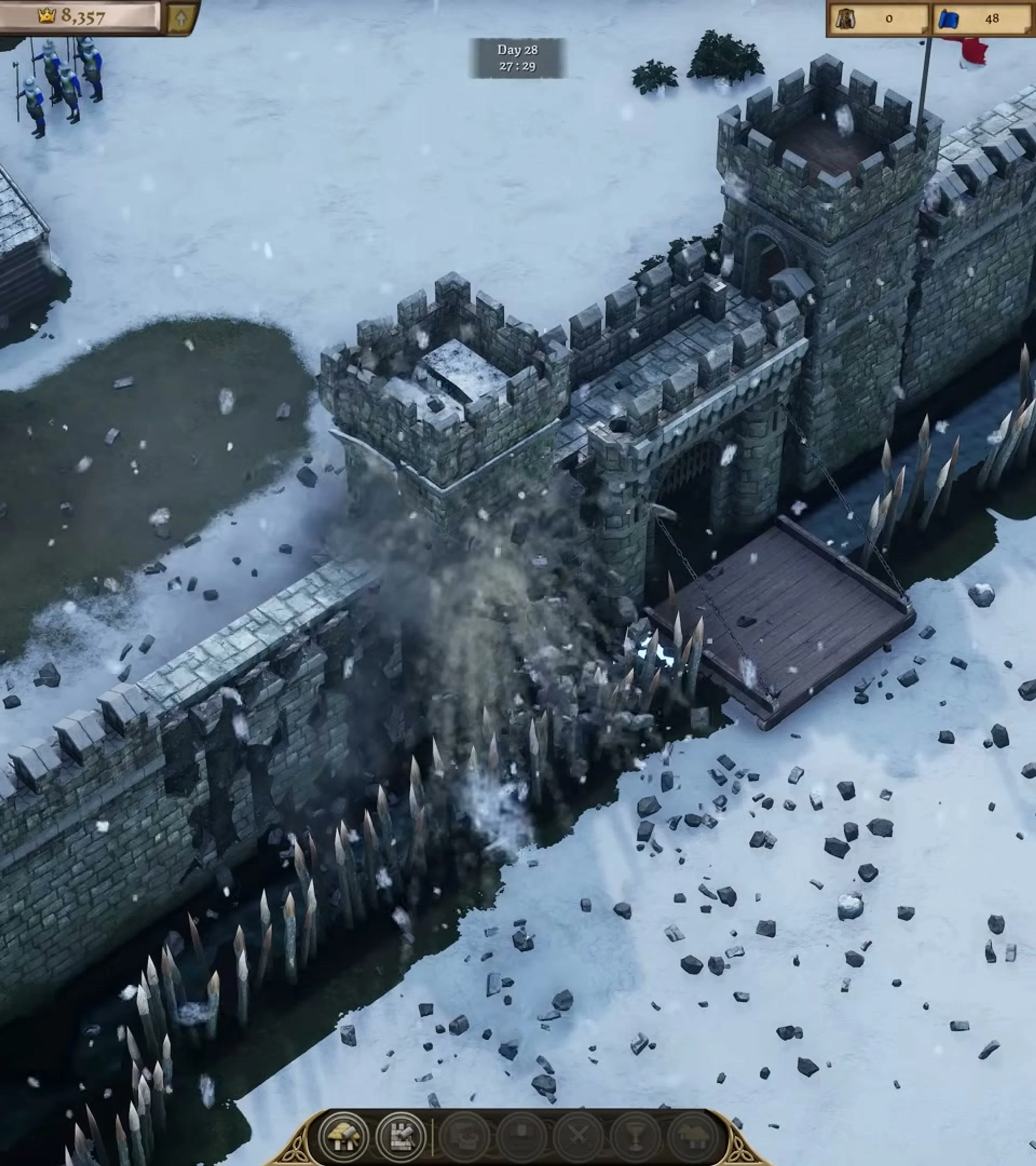 A snow-covered fortified town in Stronghold 4.