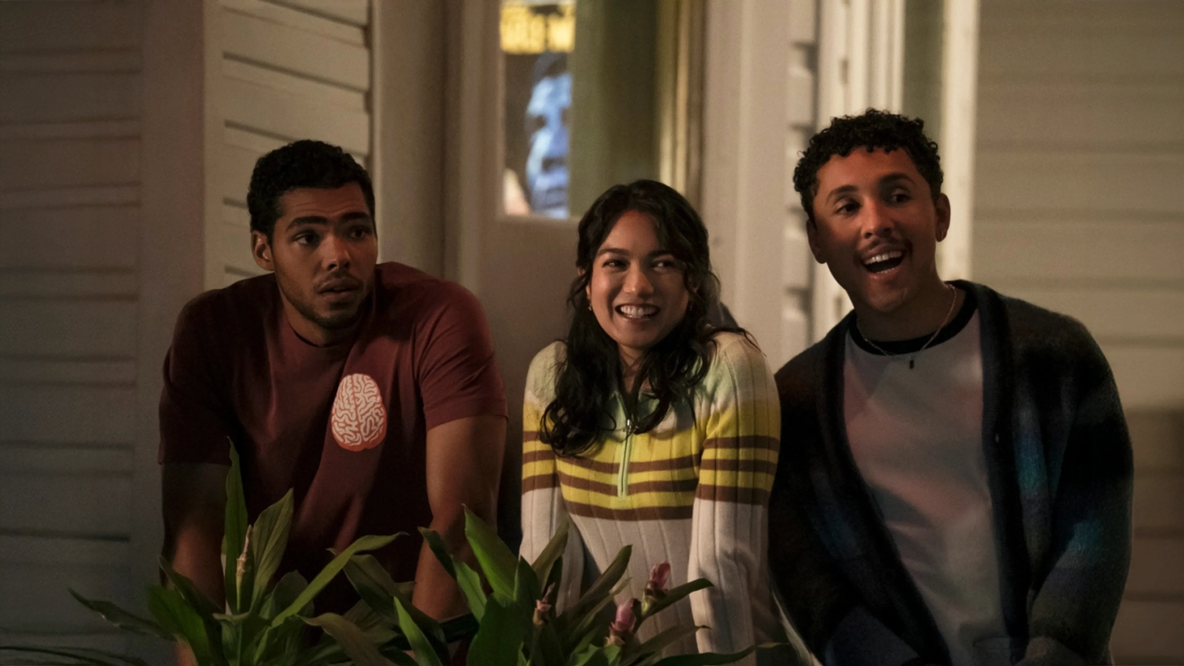 Rachel Marsh, Nicholas Duvernay, and Jaboukie Young-White appear together in an official still from The Love Hypothesis.