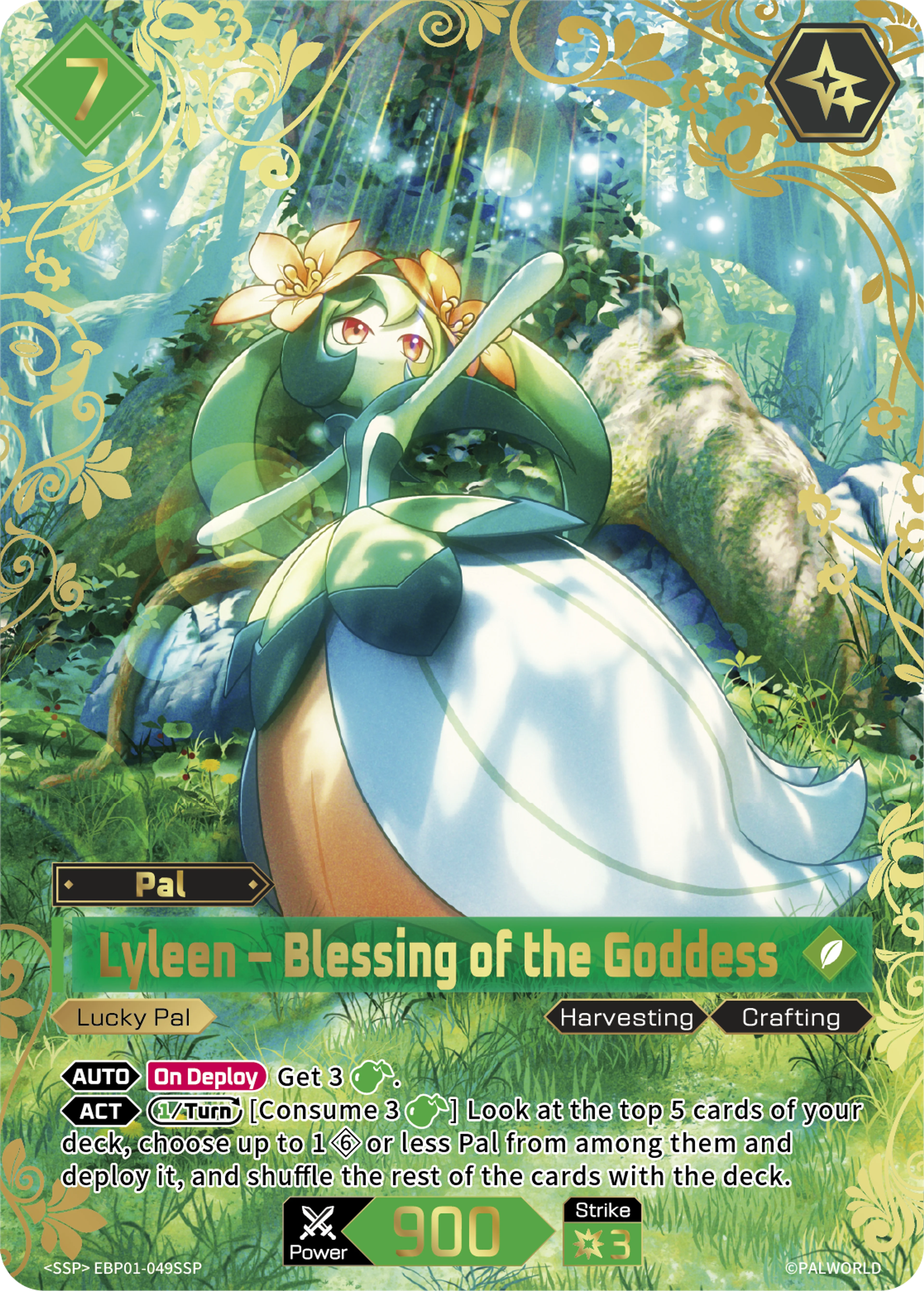 Official Lyleen Blessing of the Goddess card from the Palworld card game