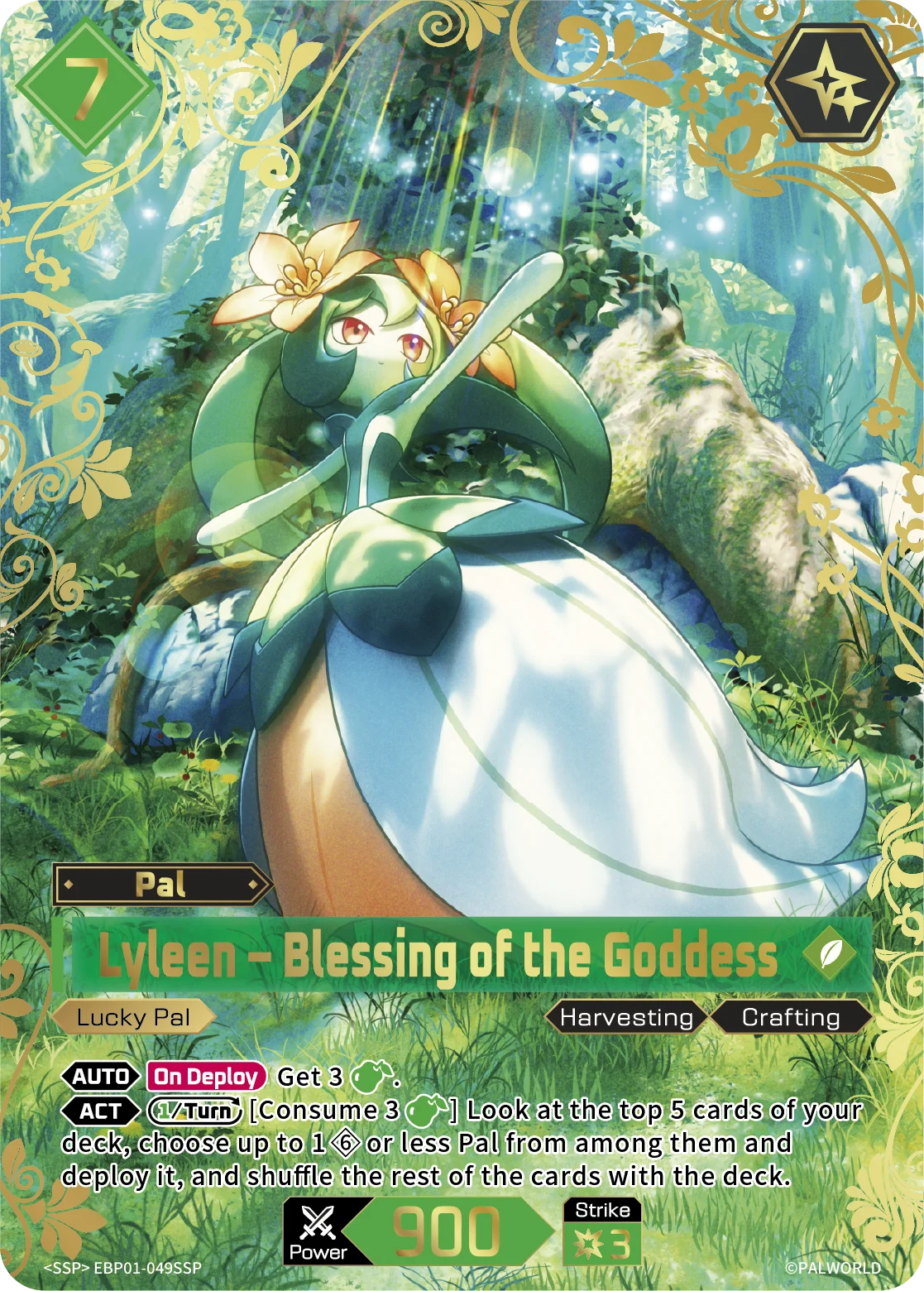 Official Lyleen Blessing of the Goddess card from the Palworld card game