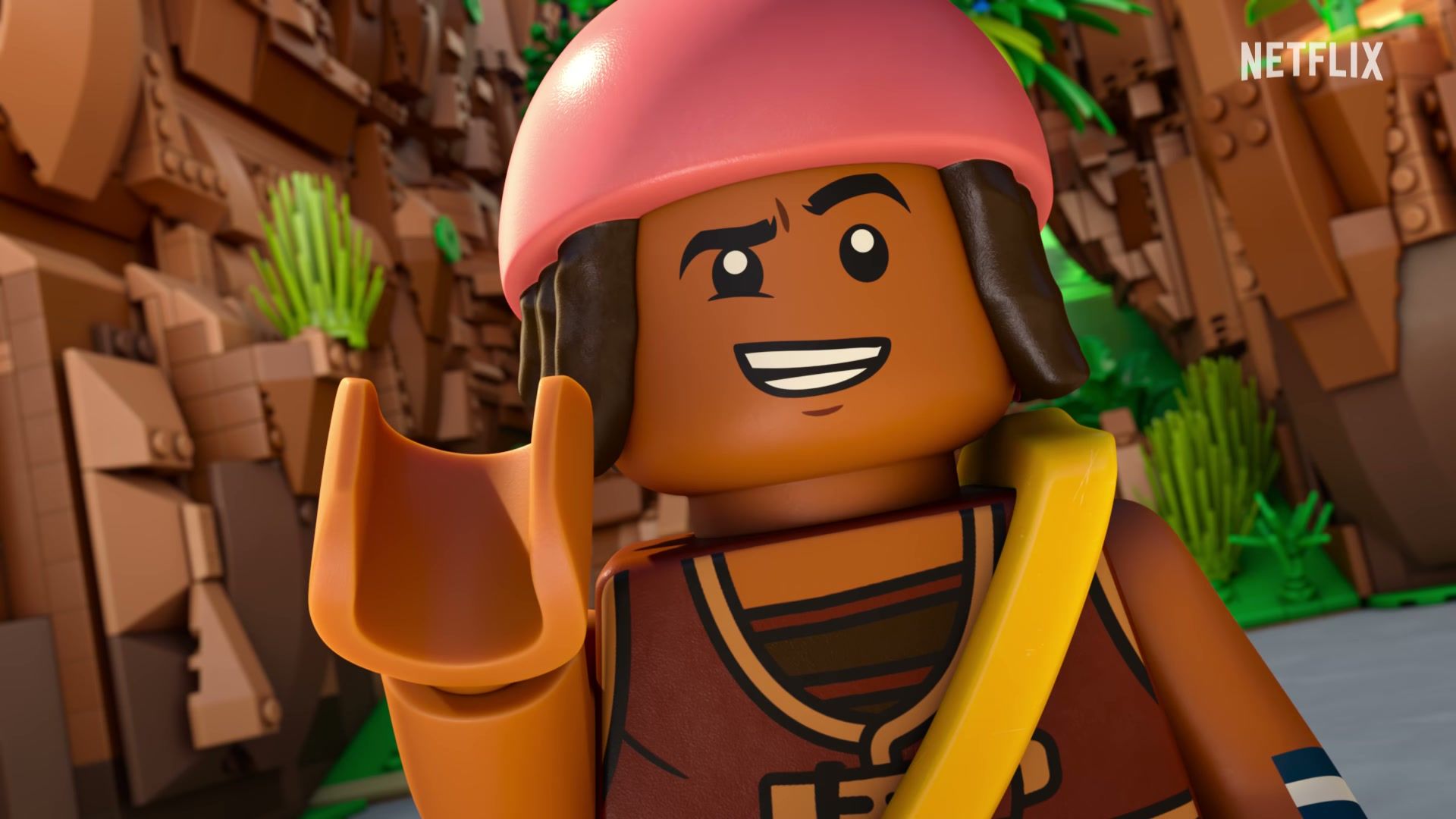 LEGO Usopp speaks in a frame from the official special trailer.