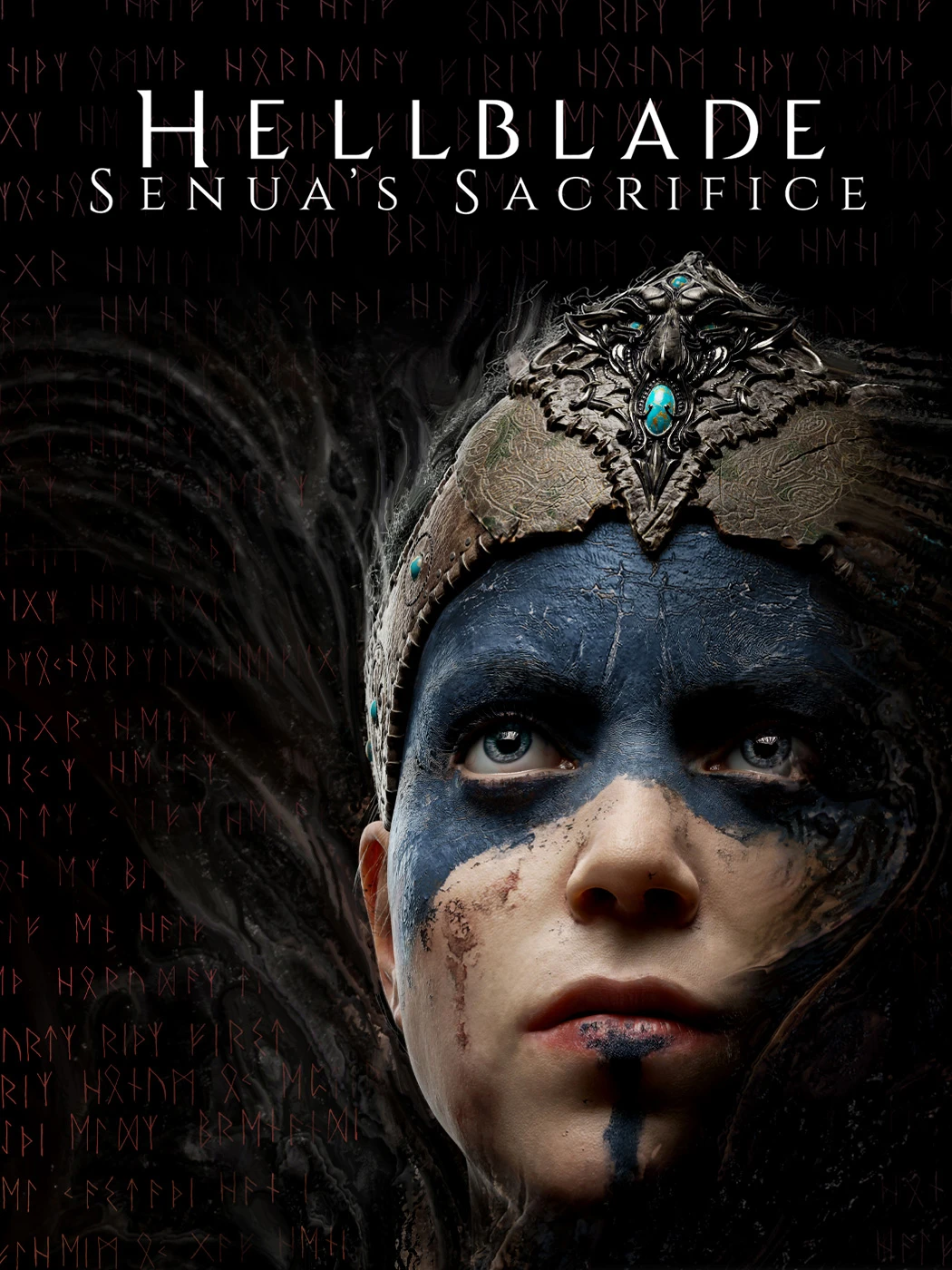Official Hellblade: Senua’s Sacrifice cover with Senua’s face and the game title.