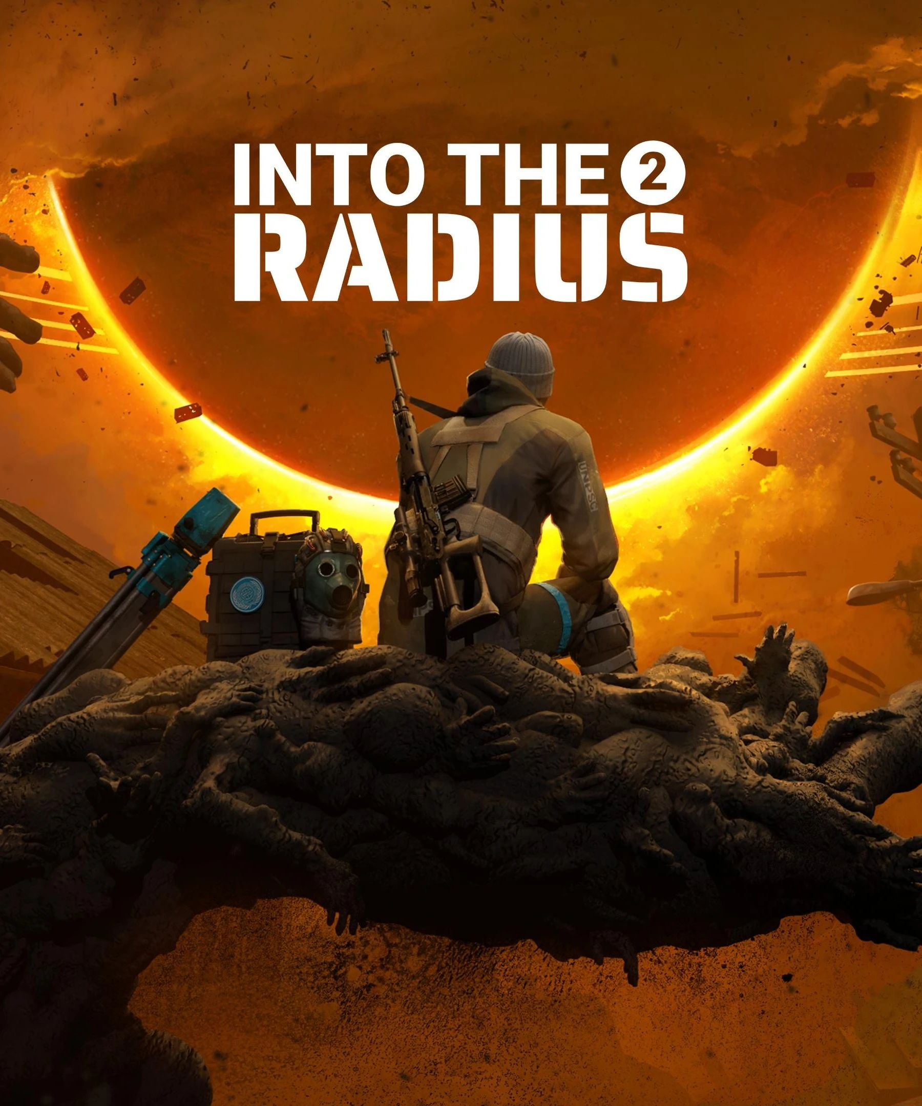 Official PS VR2 Into the Radius 2 cover showing an explorer before an orange anomaly and the game logo.