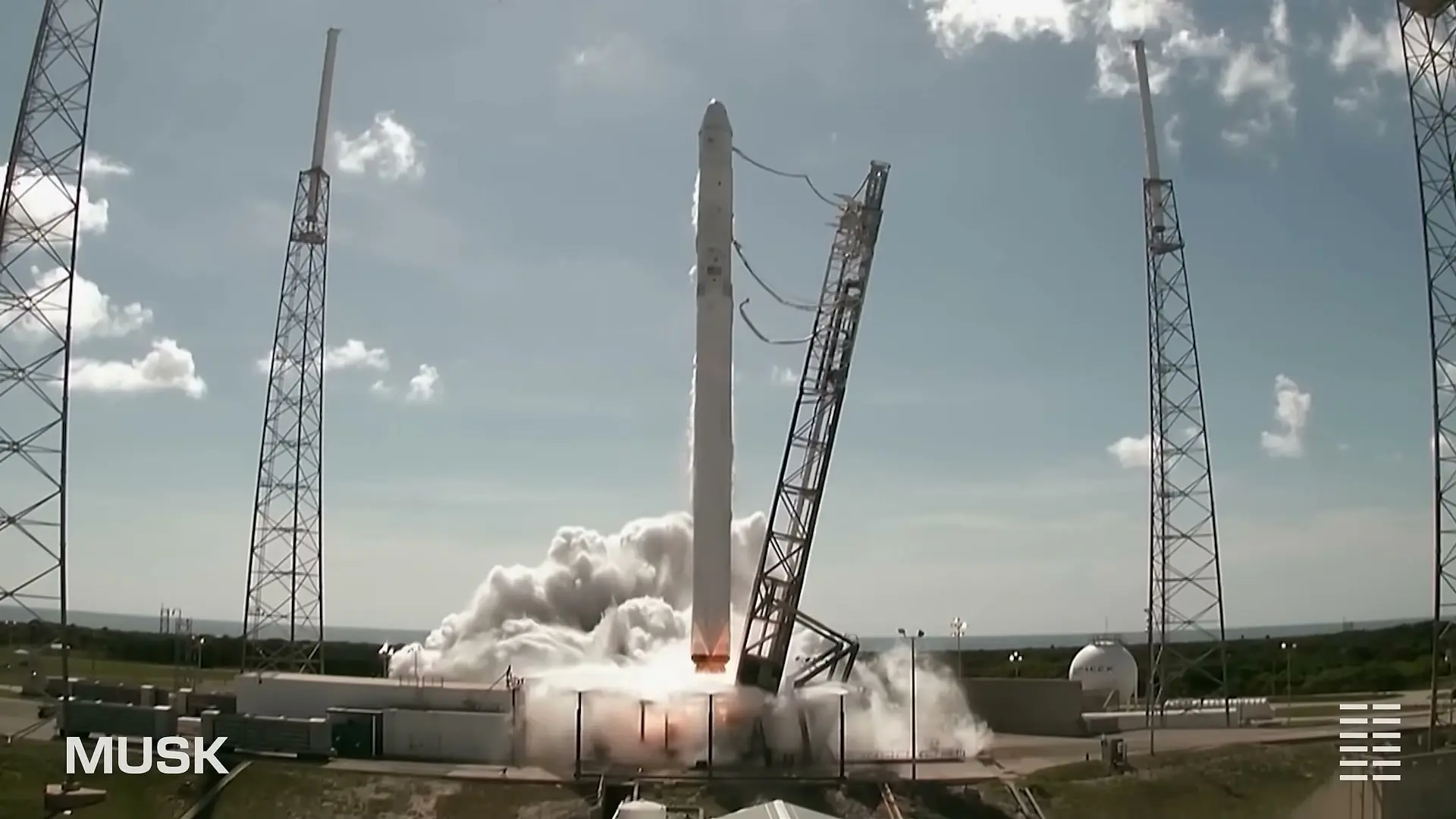 A rocket waits on a launch pad in the official teaser for Alex Gibney’s Musk.